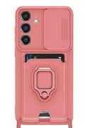 Samsung Galaxy S25 Plus Uyumlu Kılıf Zuma Kartvizitli Yüzüklü Silikon - Pembe