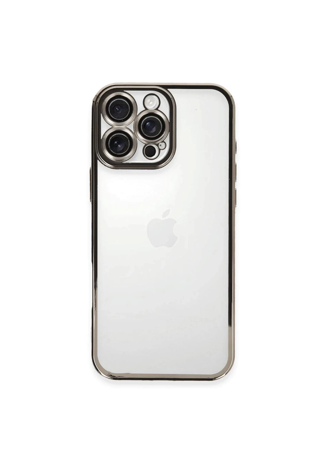 Apple iPhone 16 Pro Uyumlu Kılıf Lensli Silikon - Titanyum Gri