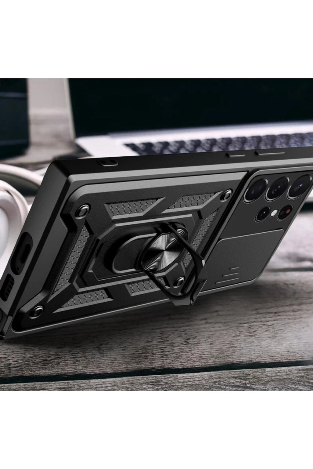 Samsung Galaxy S23 Ultra Uyumlu Kılıf Pars Lens Yüzüklü Silikon - Yeşil