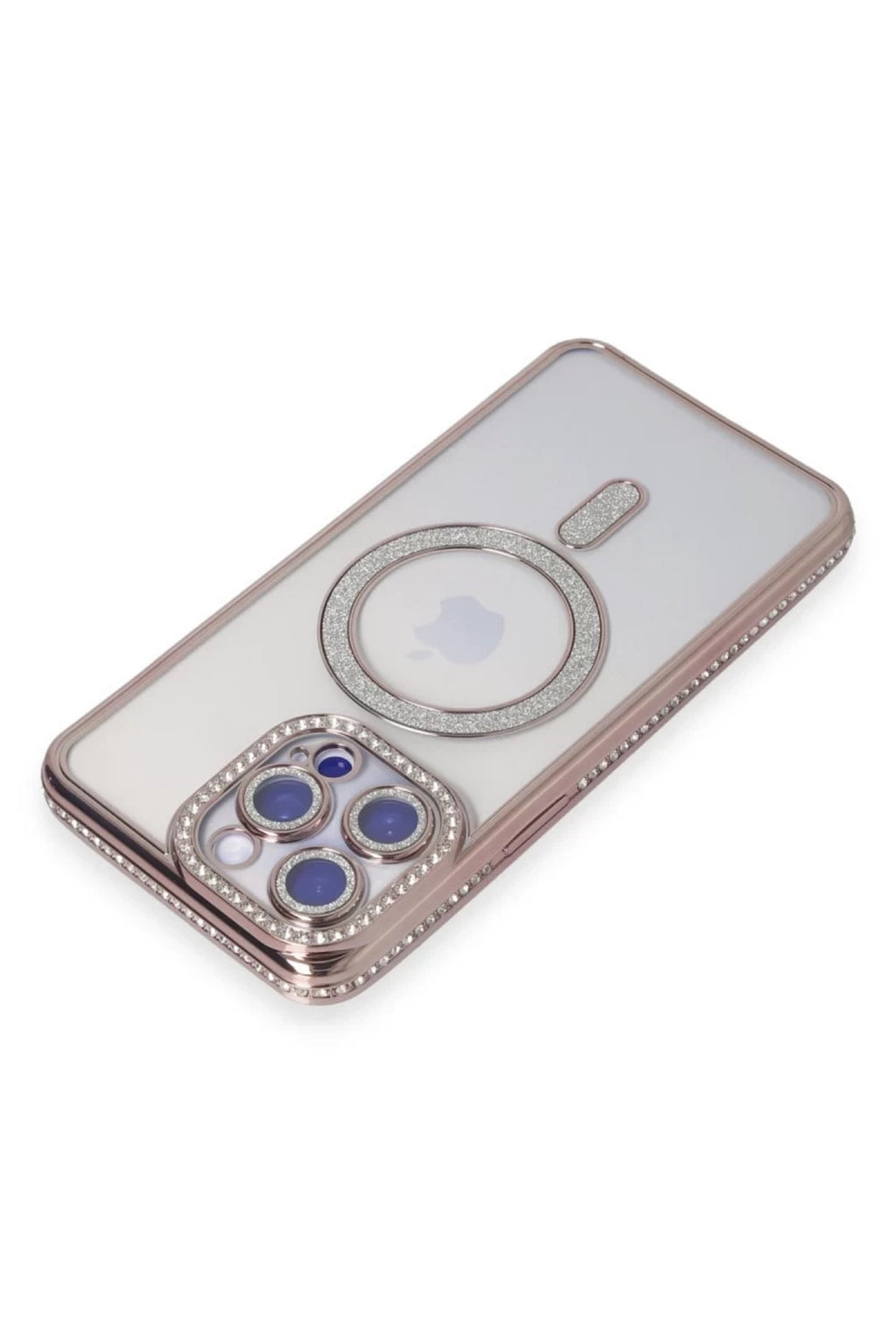 Apple iPhone 15 Pro Max Uyumlu Kılıf Joke Simli Magneticsafe Kılıf - Pembe