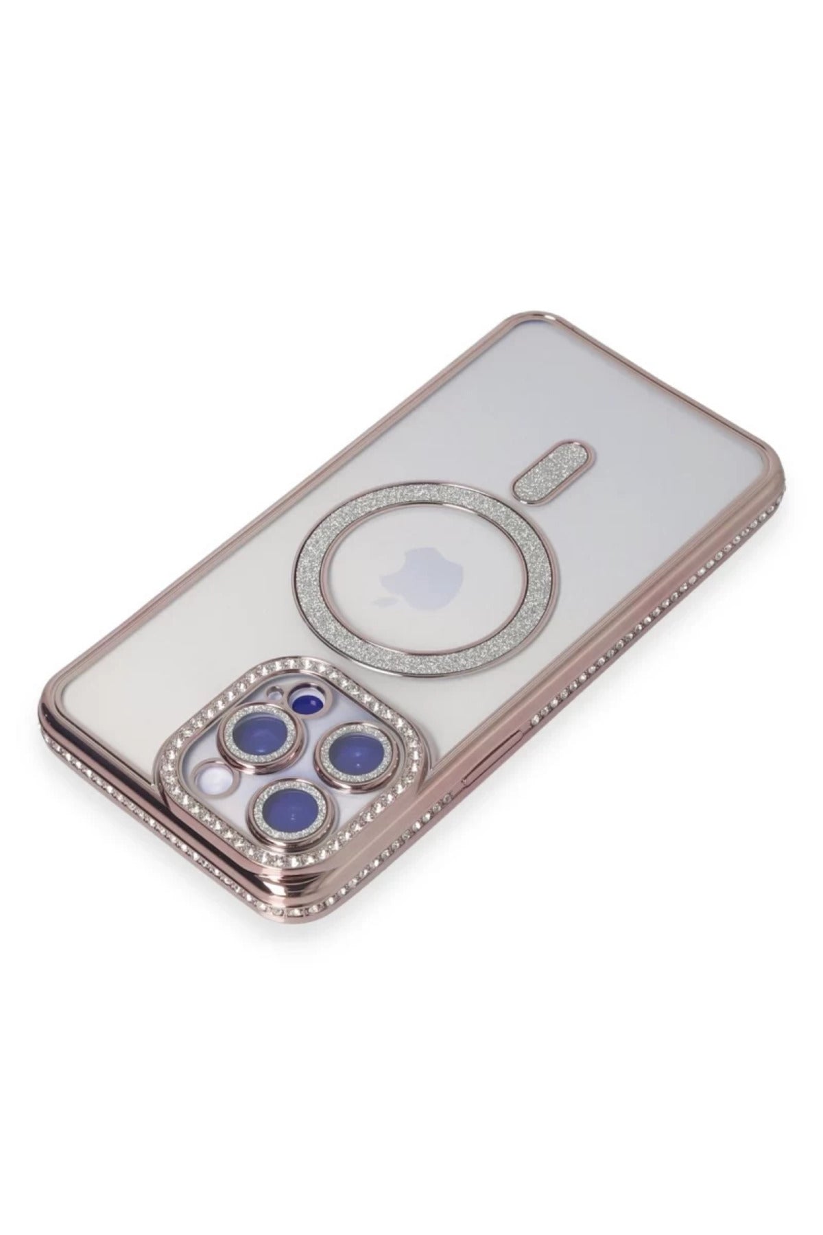 Apple iPhone 15 Pro Max Uyumlu Kılıf Joke Simli Magneticsafe Kılıf - Pembe