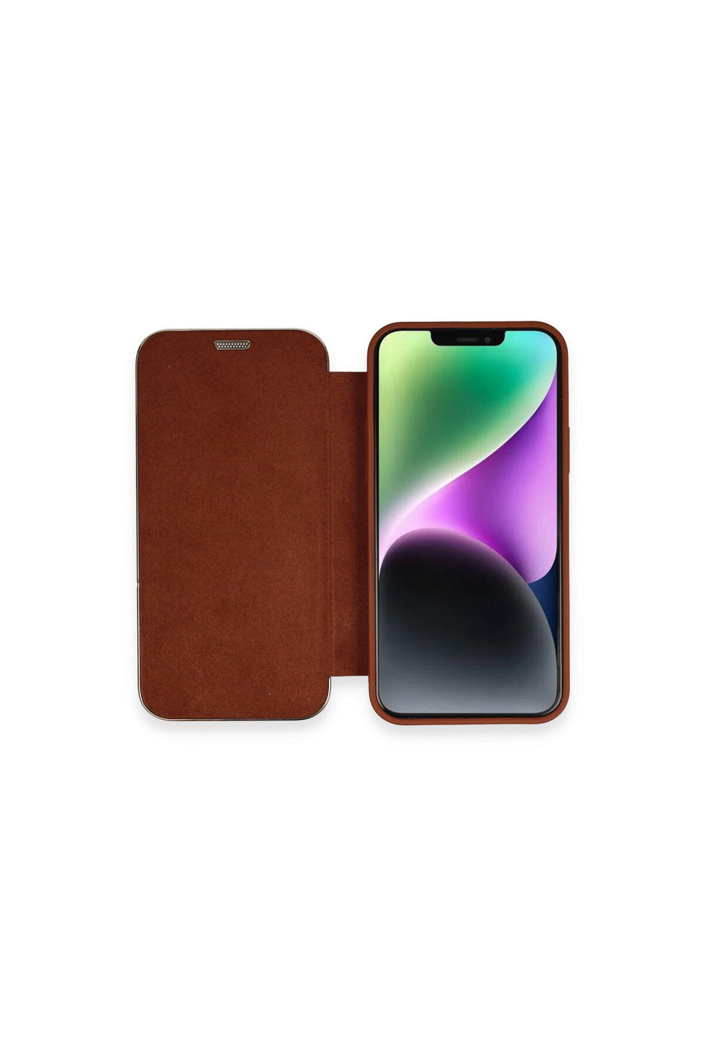 Apple iPhone 12 Uyumlu Kılıf Dolpin Kapaklı - Kahverengi