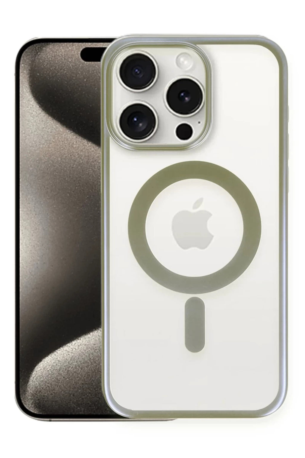 Apple iPhone 15 Pro Max Uyumlu Kılıf Erozi Magsafe Kapak - Gri