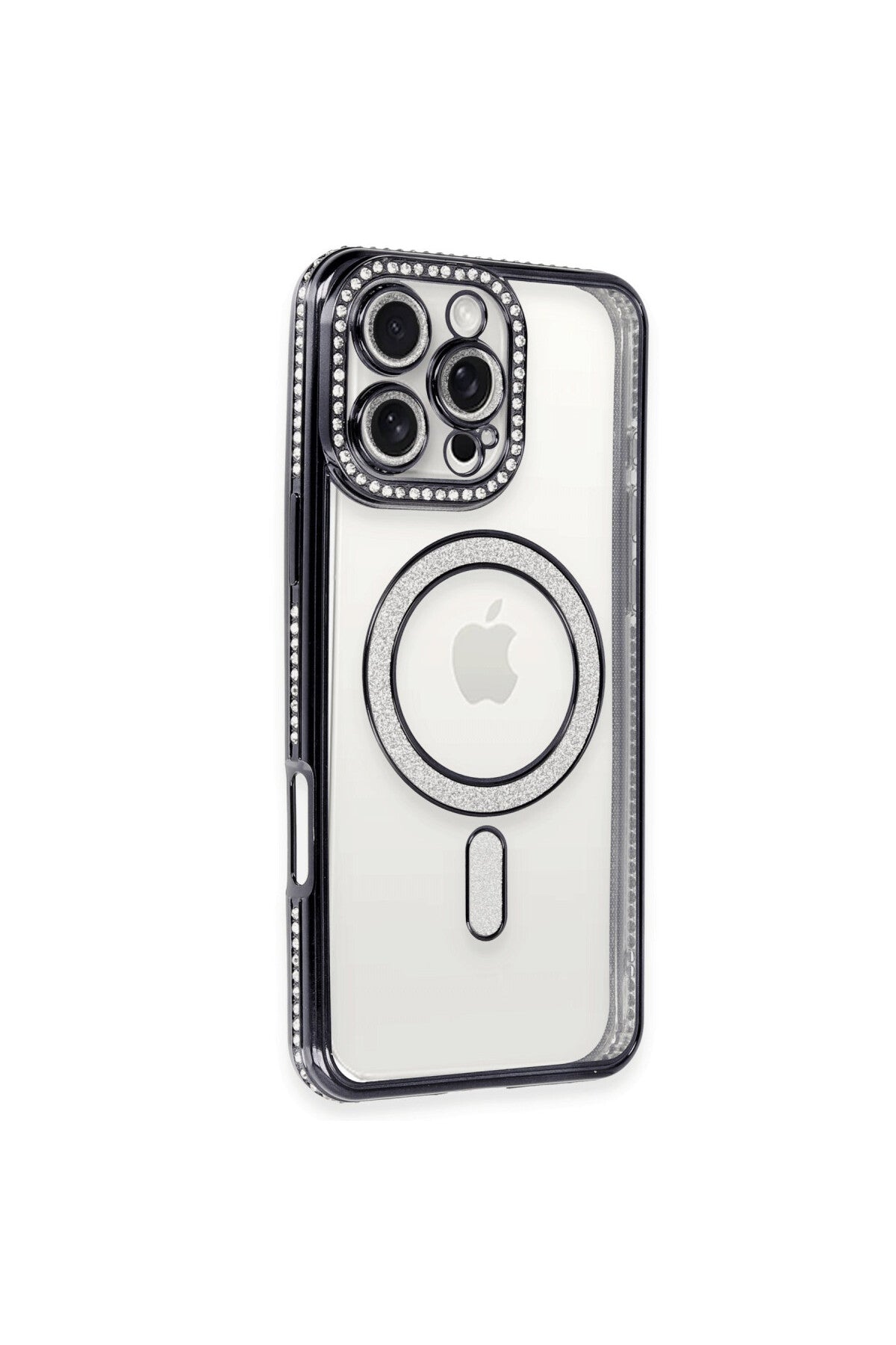 Apple iPhone 16 Pro Max Uyumlu Kılıf Joke Simli Magneticsafe Kılıf - Gri