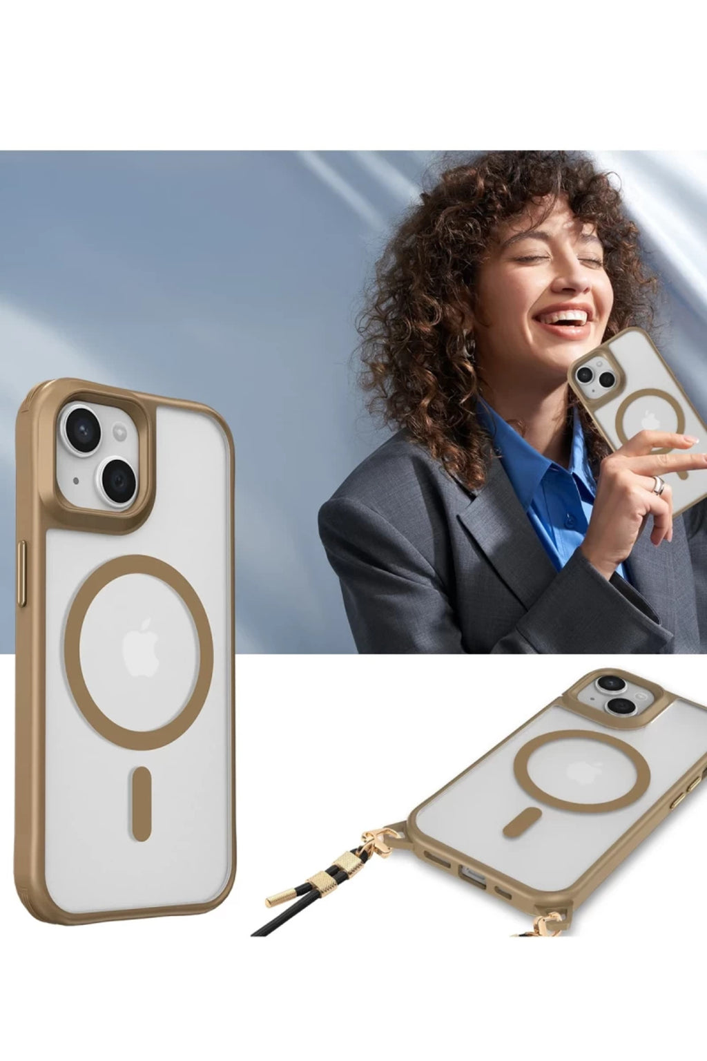 Apple iPhone 15 Plus Uyumlu Kılıf Enka Magsafe Silikon Kılıf - Desert