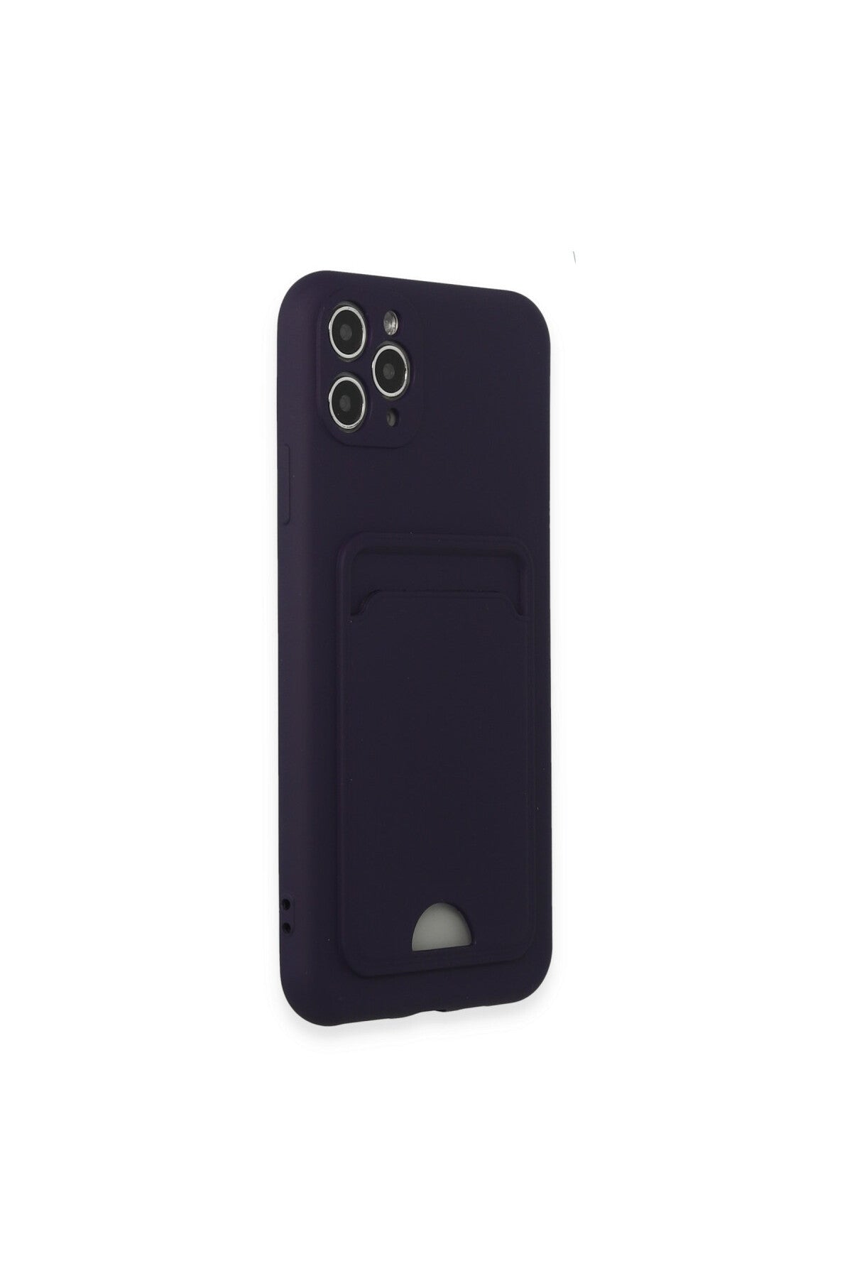 Apple iPhone 11 Pro Max Uyumlu Kılıf Kelvin Kartvizitli Silikon - Derin Mor