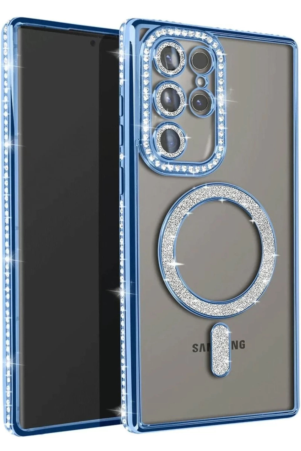 Samsung Galaxy S23 Ultra Uyumlu Joke Simli Magneticsafe Kılıf - Mavi