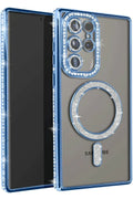 Samsung Galaxy S23 Ultra Uyumlu Joke Simli Magneticsafe Kılıf - Mavi