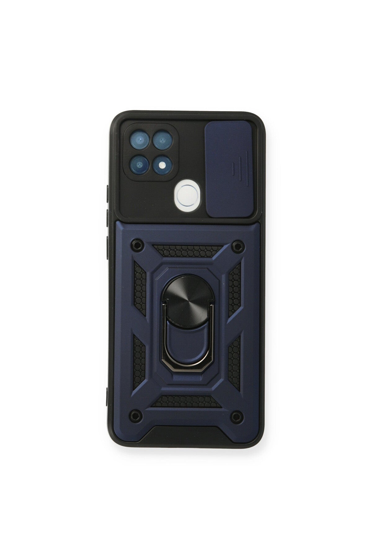 Oppo A15 Uyumlu Kılıf Pars Lens Yüzüklü Silikon - Lacivert