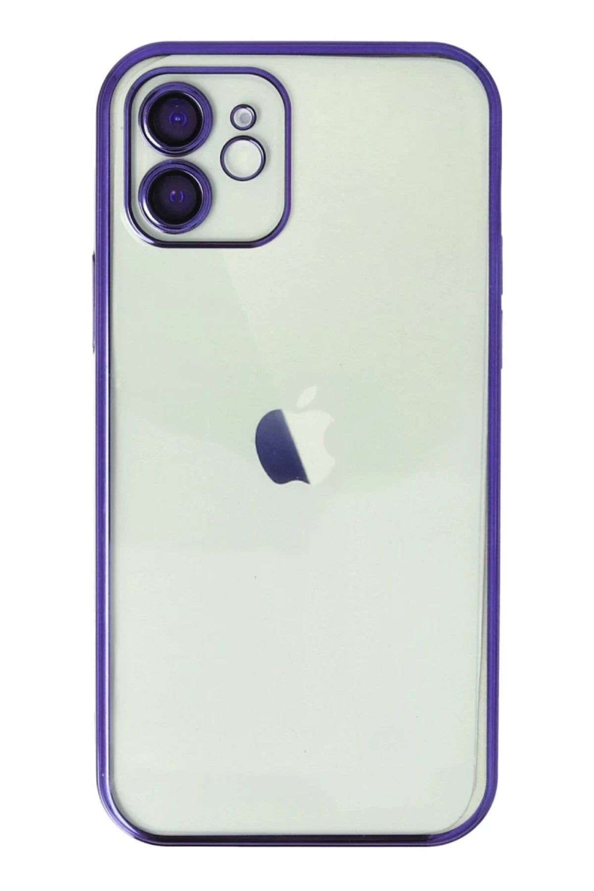 Apple iPhone 12 Uyumlu Kılıf Lensli Silikon - Mor