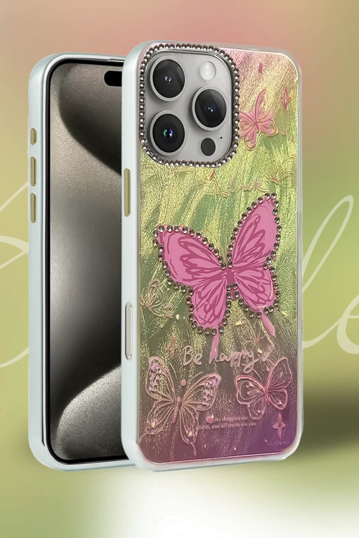 Apple iPhone 15 Pro Max Uyumlu Kılıf Blade Aynalı Desenli Kapak - Desen 8