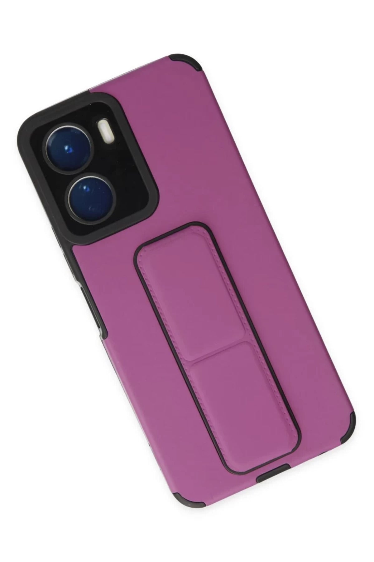 Vivo Y16 Uyumlu Kılıf Mega Standlı Silikon - Mor