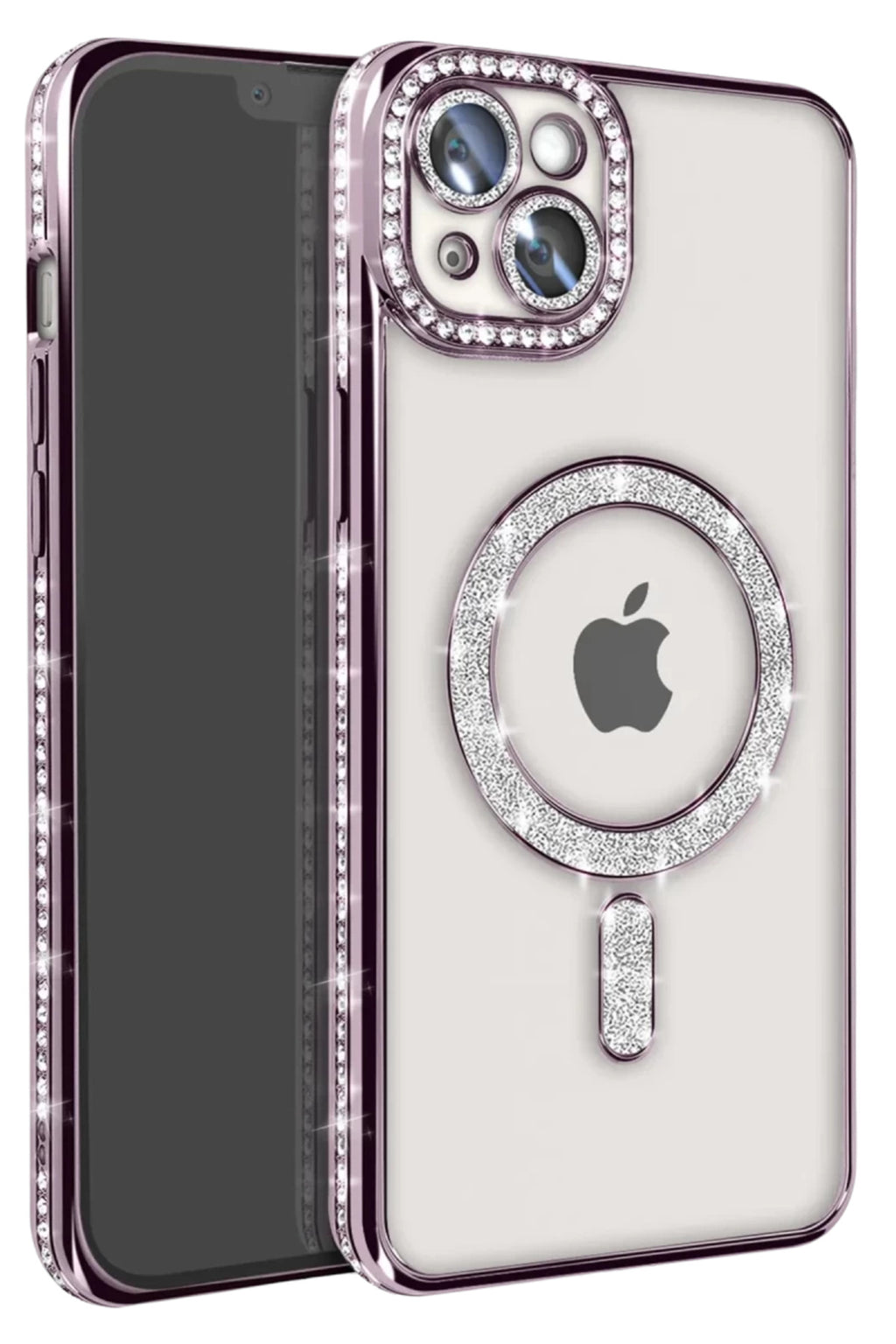 Apple iPhone 15 Uyumlu Kılıf Joke Simli Magneticsafe Kılıf - Derin Mor