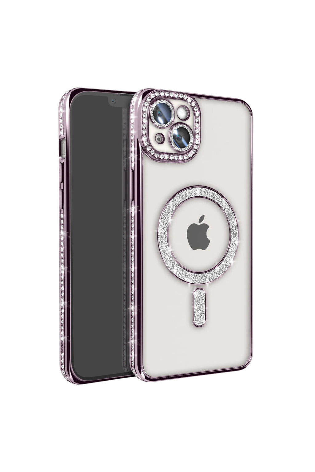Apple iPhone 14 Uyumlu Kılıf Joke Simli Magneticsafe Kılıf - Pembe