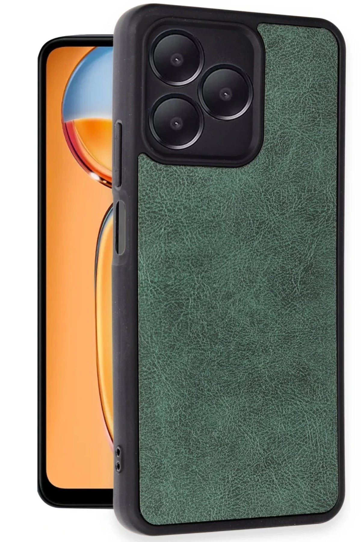 Realme Note 50 4G Uyumlu Kılıf Aras Deri Kapak - Koyu Yeşil