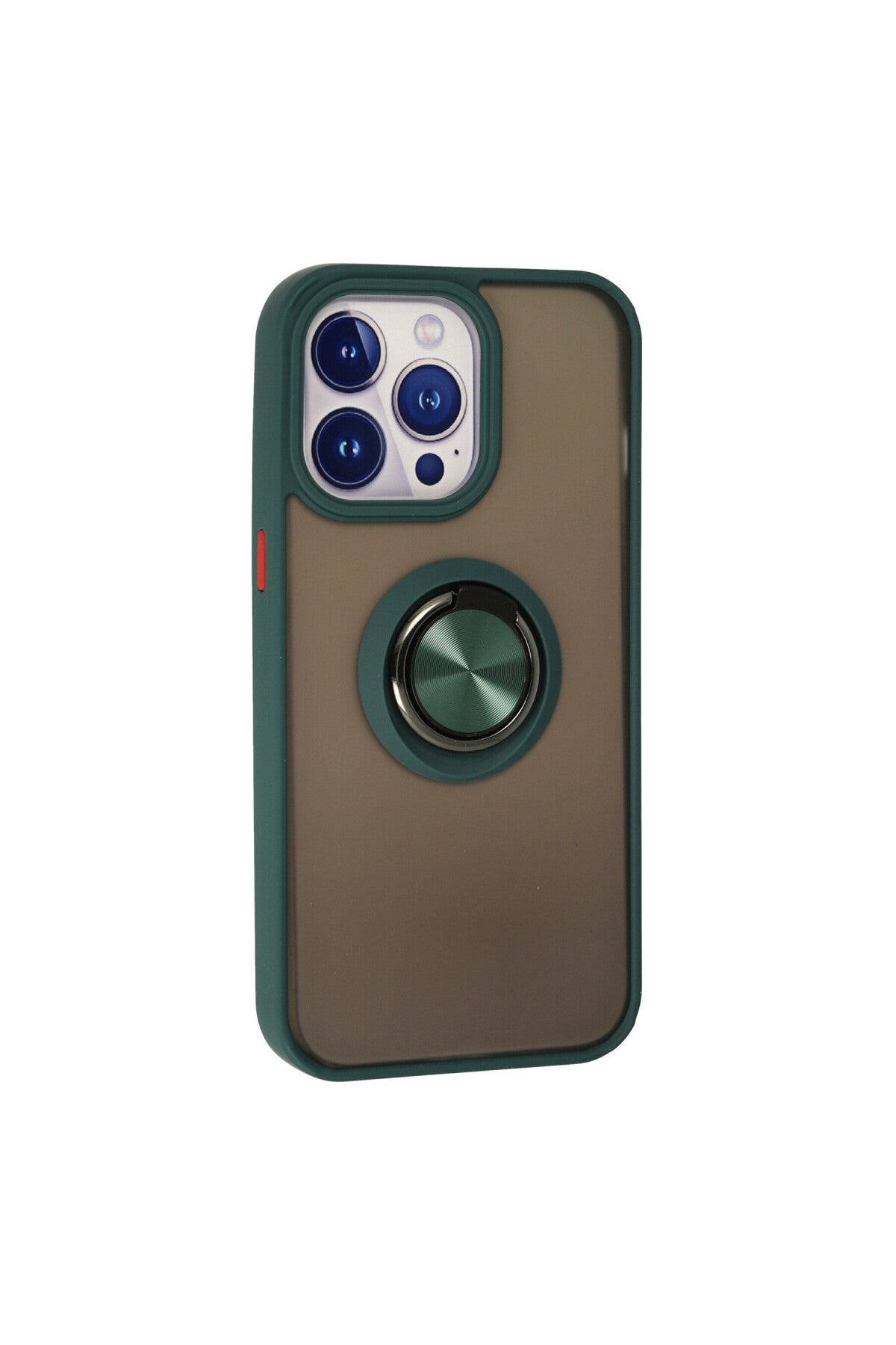 Apple iPhone 15 Pro Uyumlu Kılıf Montreal Yüzüklü Silikon Kapak - Yeşil