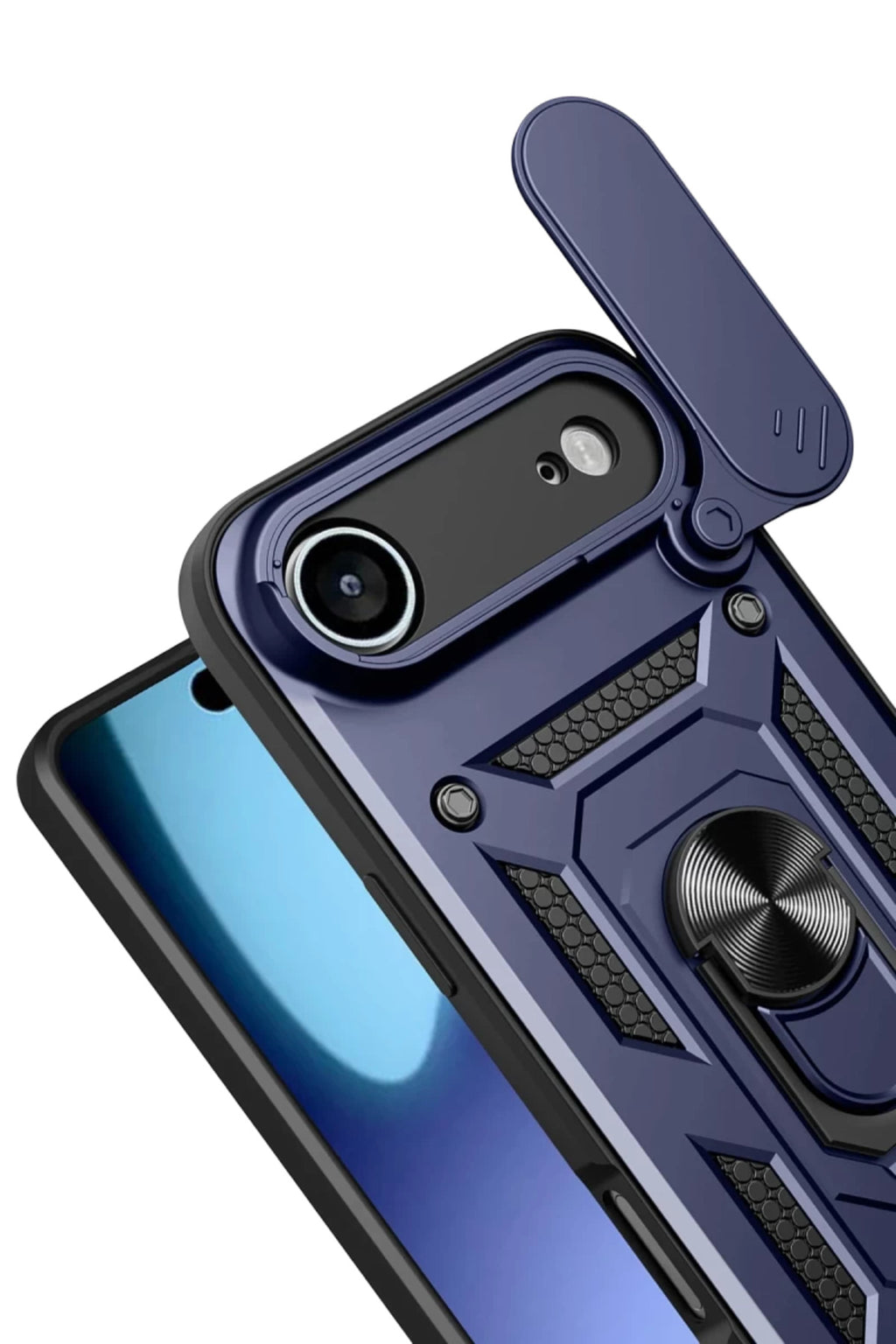 Apple iPhone 17 Air Uyumlu Pars Lens Yüzüklü Silikon - Lacivert