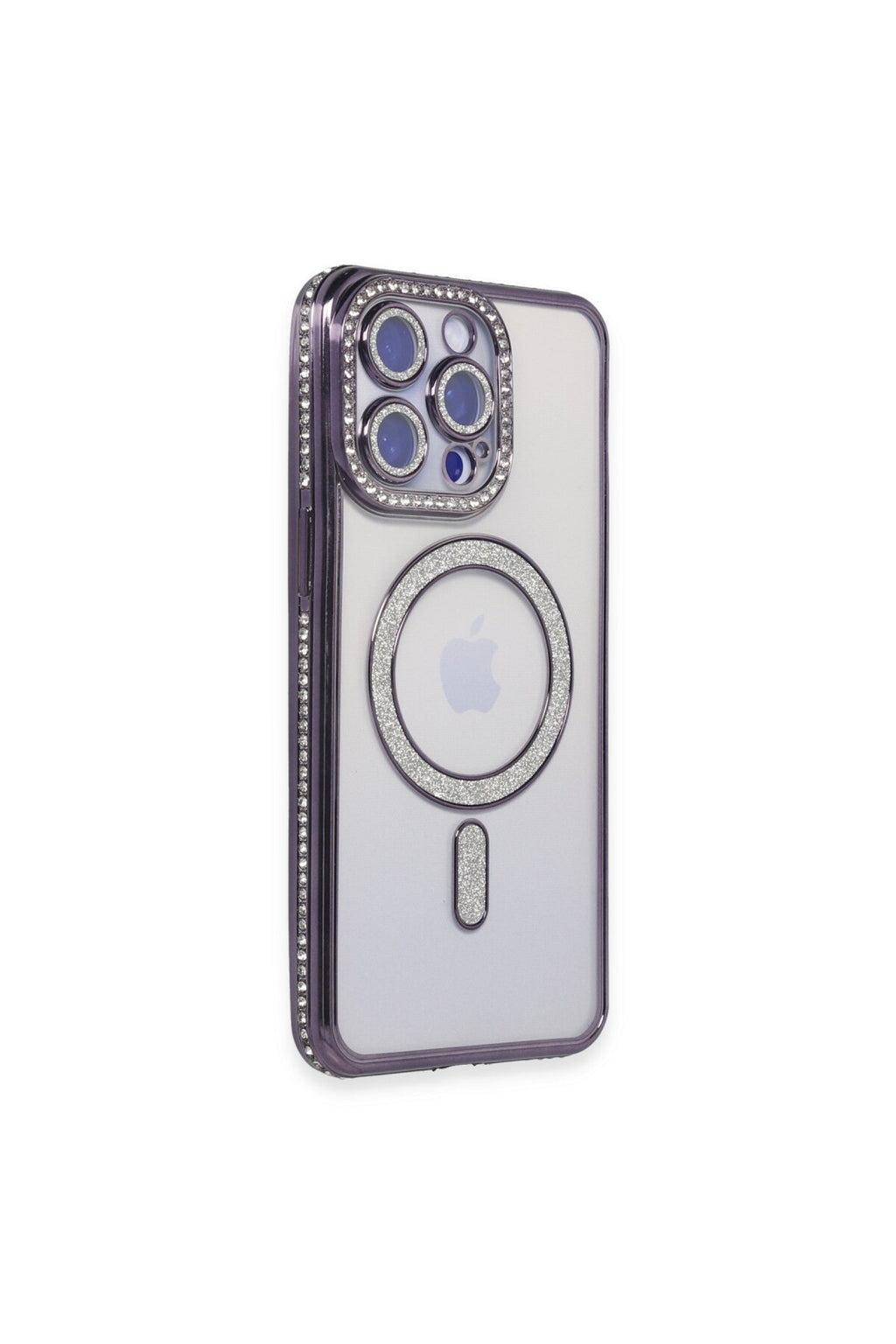Apple iPhone 15 Pro Max Uyumlu Kılıf Joke Simli Magneticsafe Kılıf - Derin Mor
