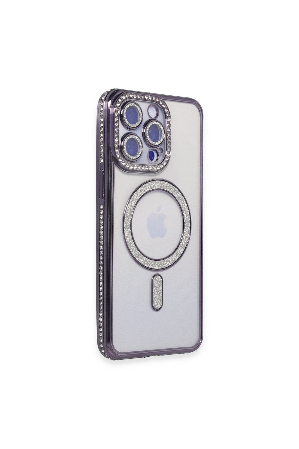 Apple iPhone 15 Pro Max Uyumlu Kılıf Joke Simli Magneticsafe Kılıf - Derin Mor