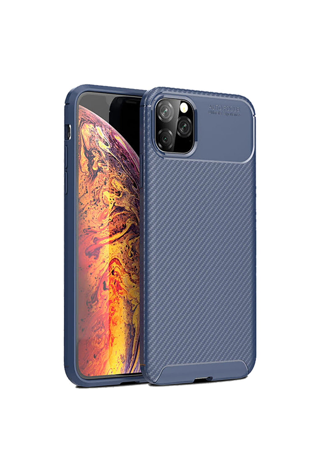 Apple iPhone 11 Pro Uyumlu Kılıf Auto Focus Karbon Kapak - Lacivert