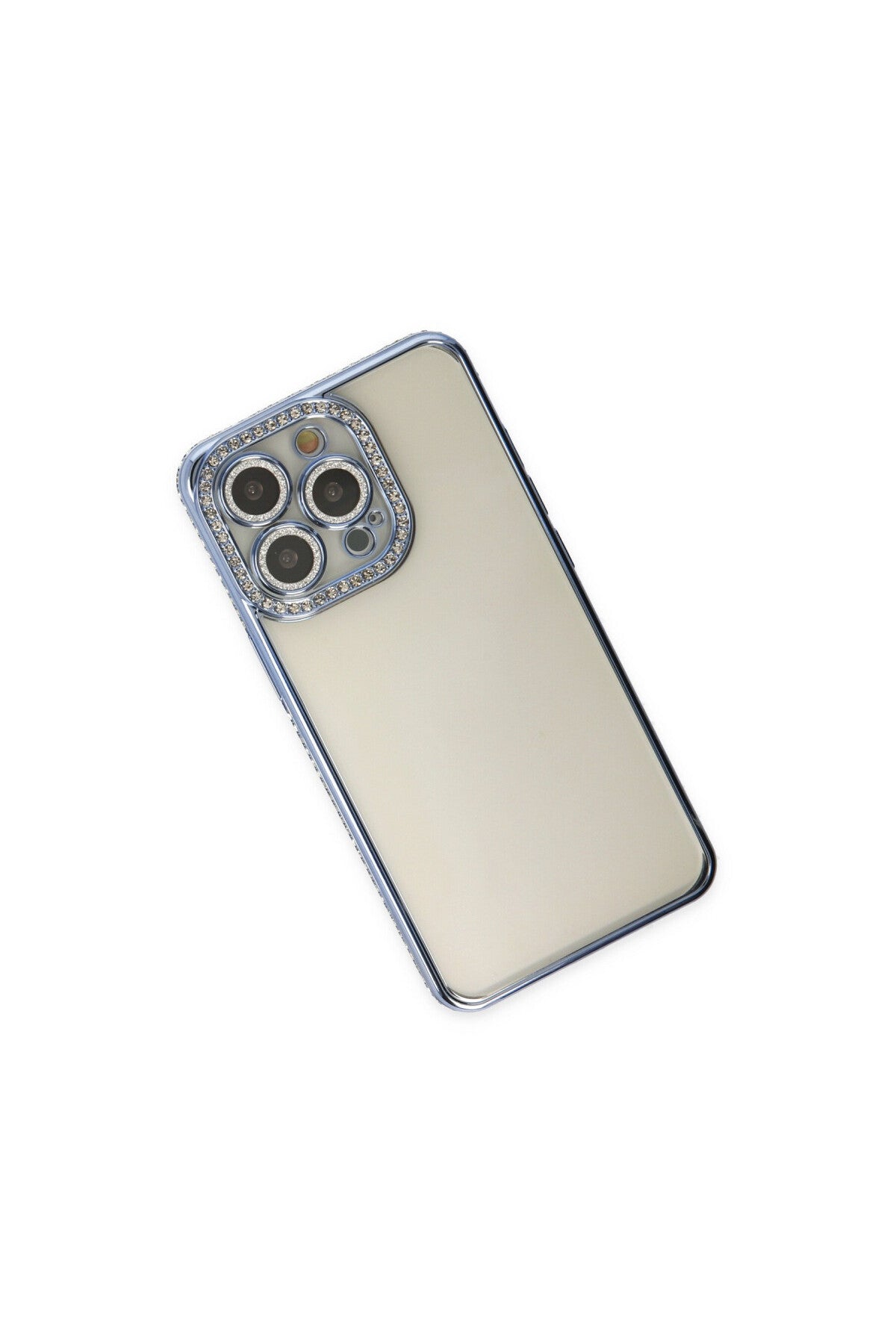 Apple iPhone 14 Pro Uyumlu Kılıf Joke Taşlı Silikon - Mavi