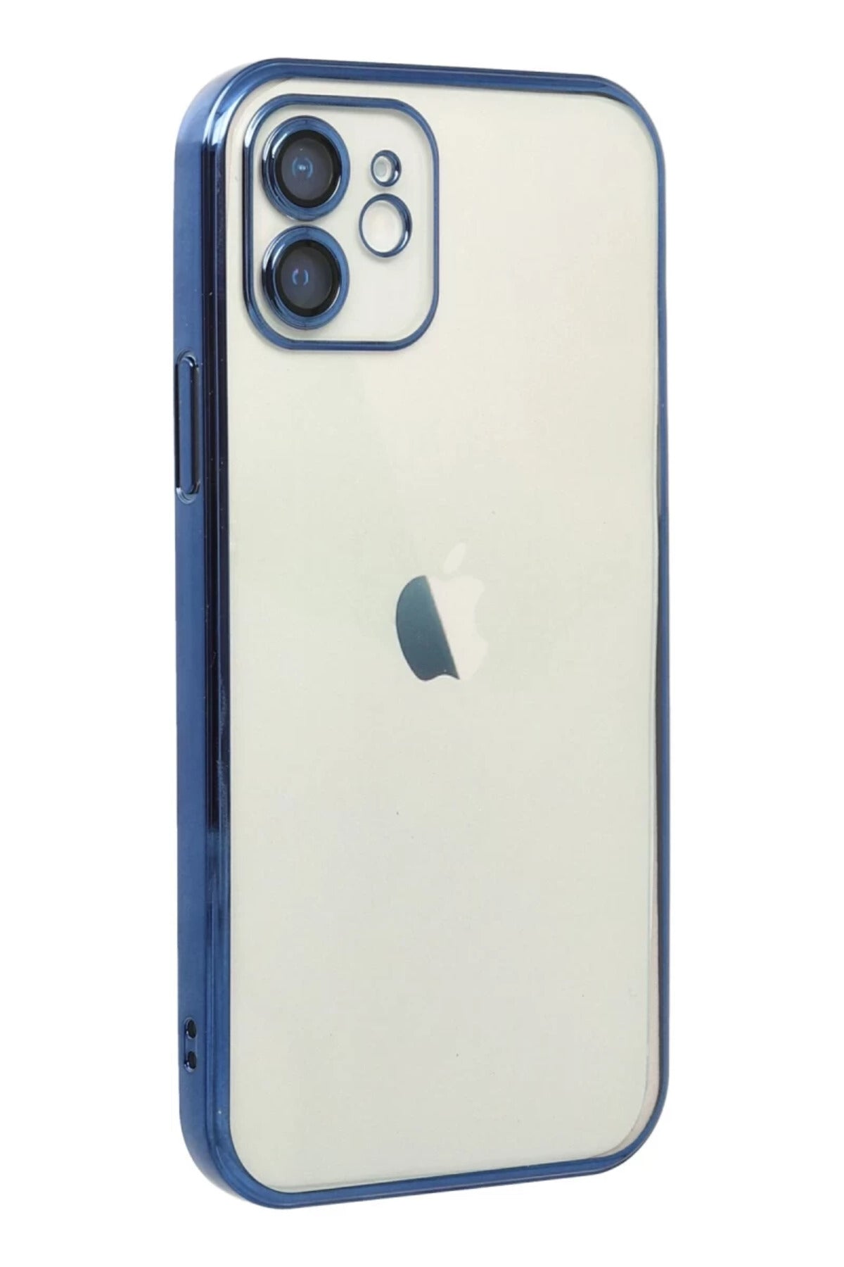 Apple iPhone 12 Uyumlu Kılıf Lensli Silikon - Lacivert