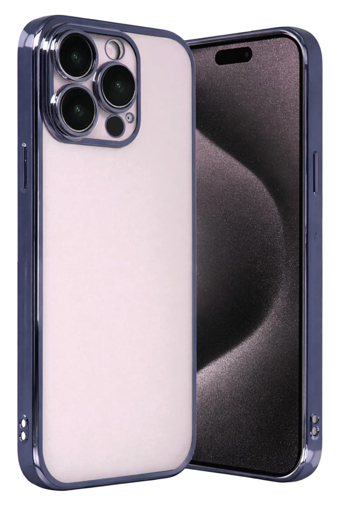 Apple iPhone 15 Pro Max Uyumlu Lensli Silikon - Lacivert