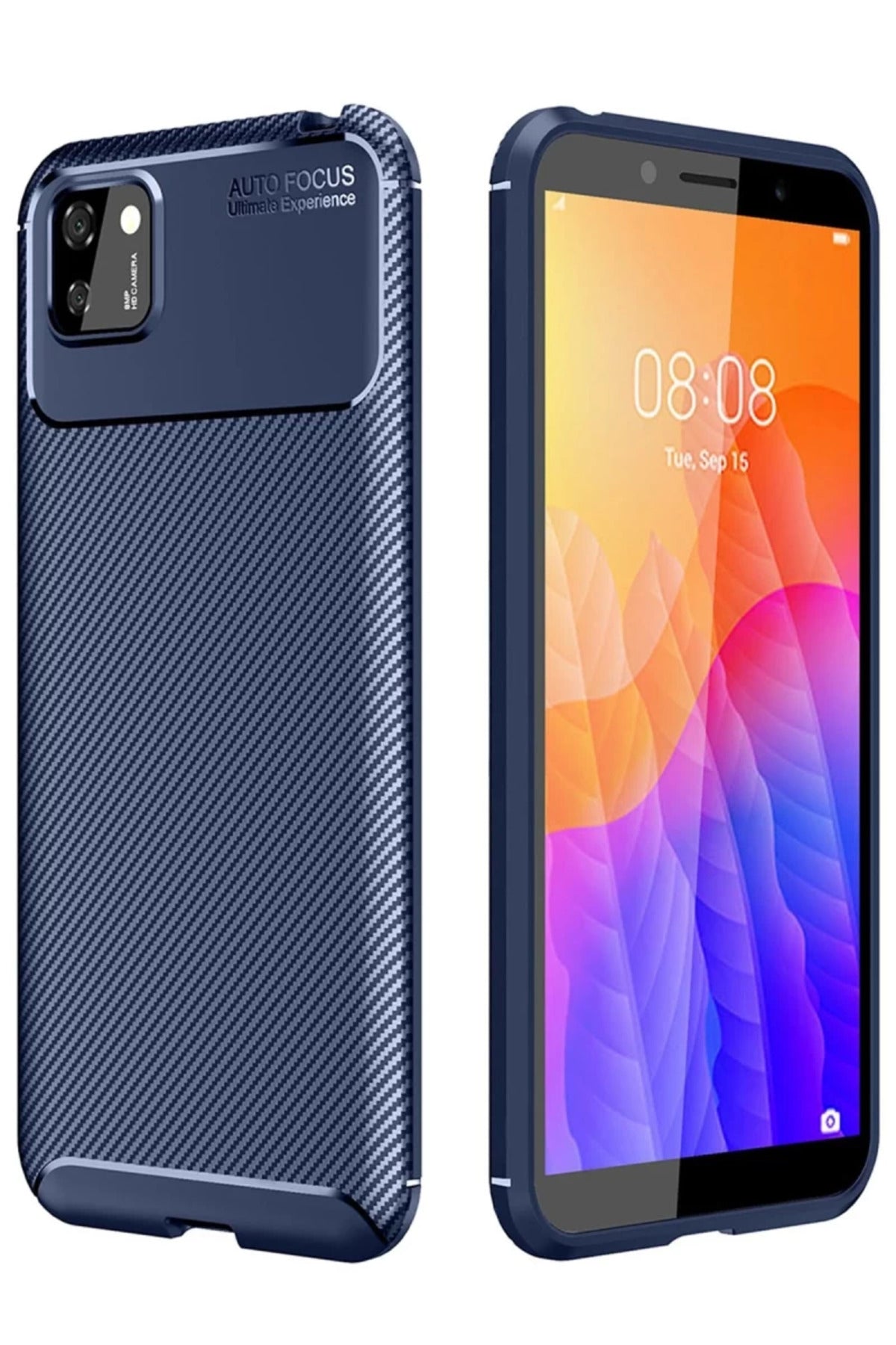 Huawei Y5P Uyumlu Kılıf Auto Focus Karbon Kapak - Lacivert