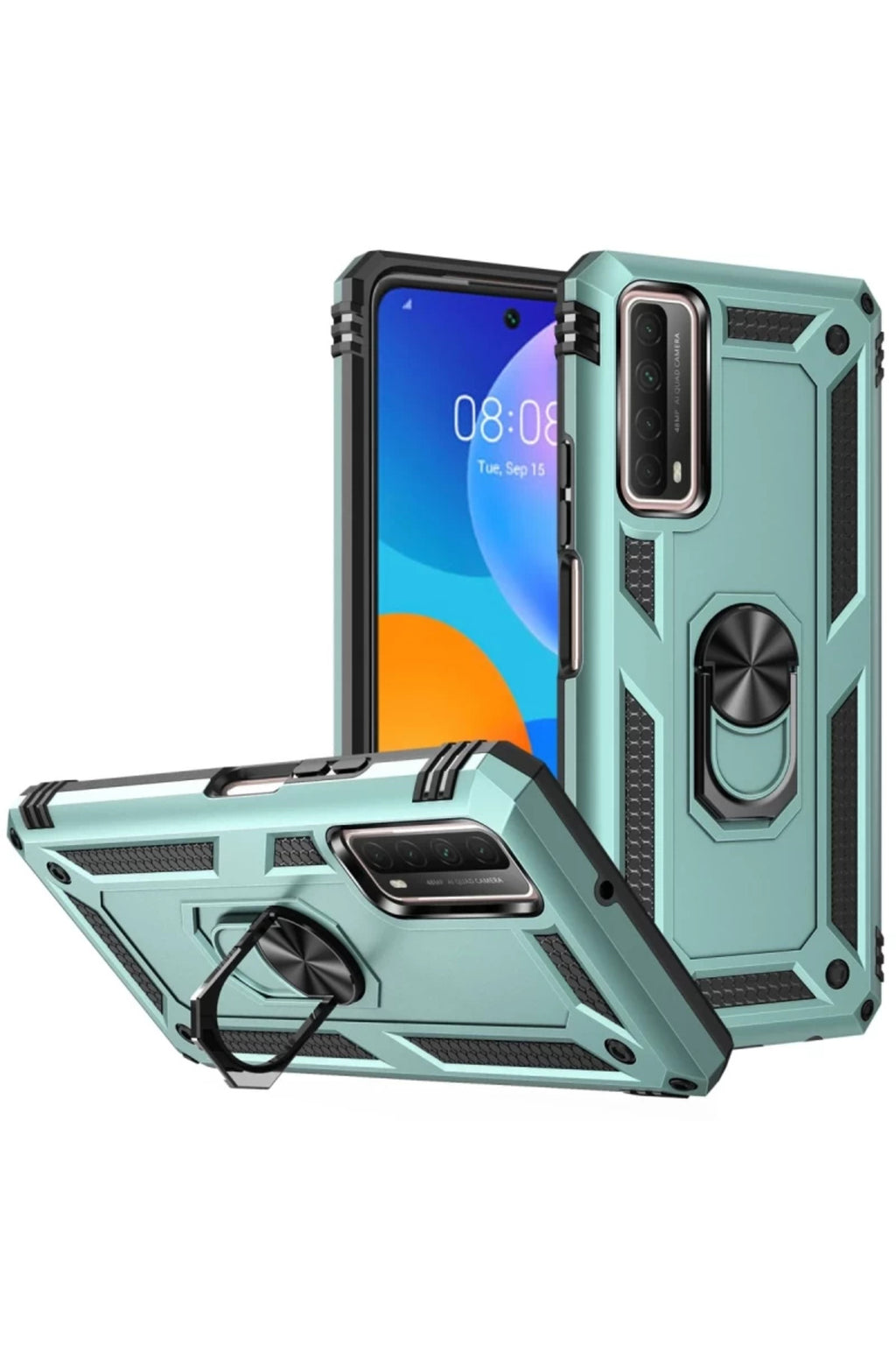 Huawei P Smart 2021 Kılıf Sofya Yüzüklü Silikon Kapak - Yeşil
