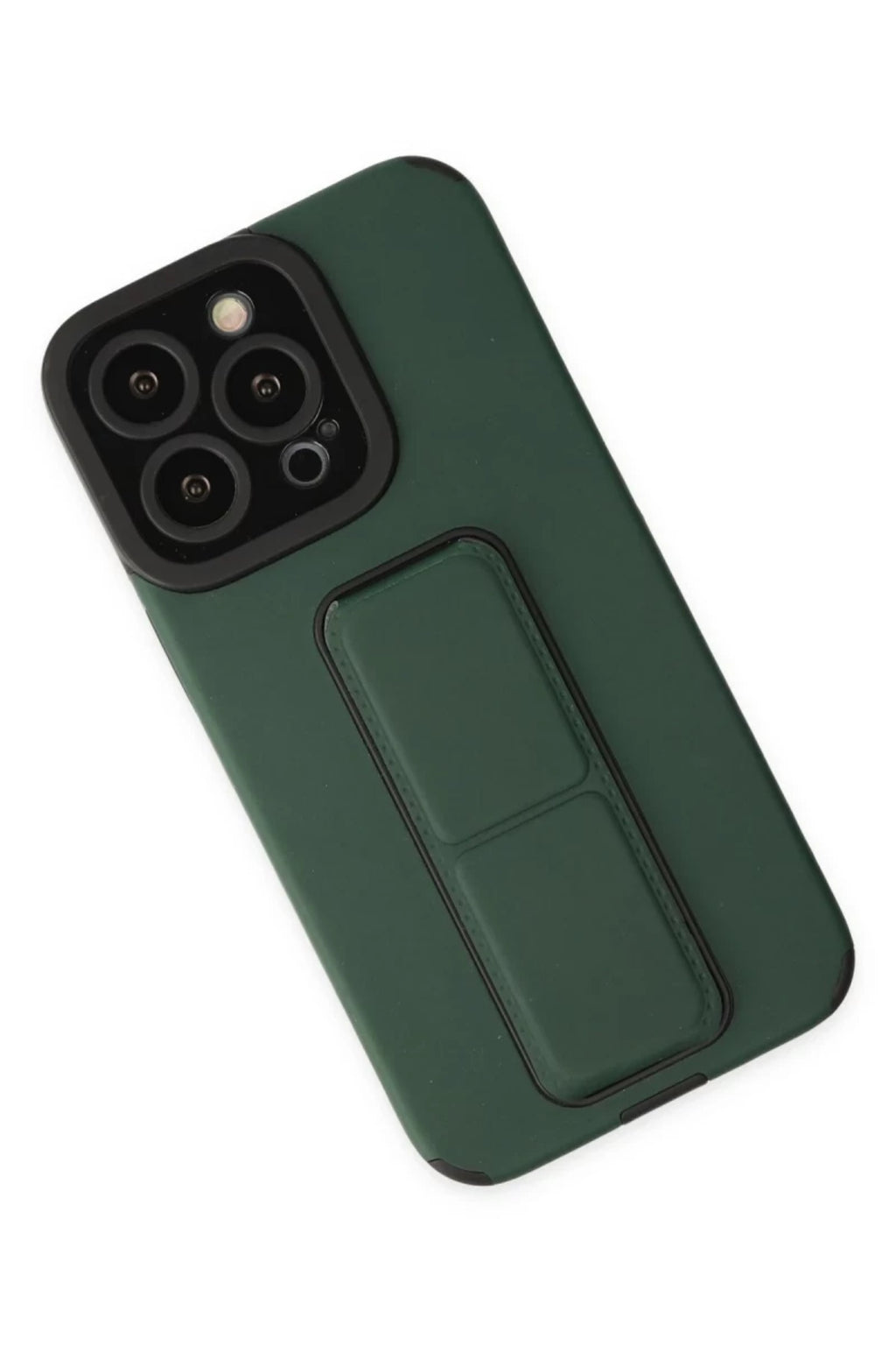 Apple iPhone 14 Pro Uyumlu Kılıf Mega Standlı Silikon - Yeşil