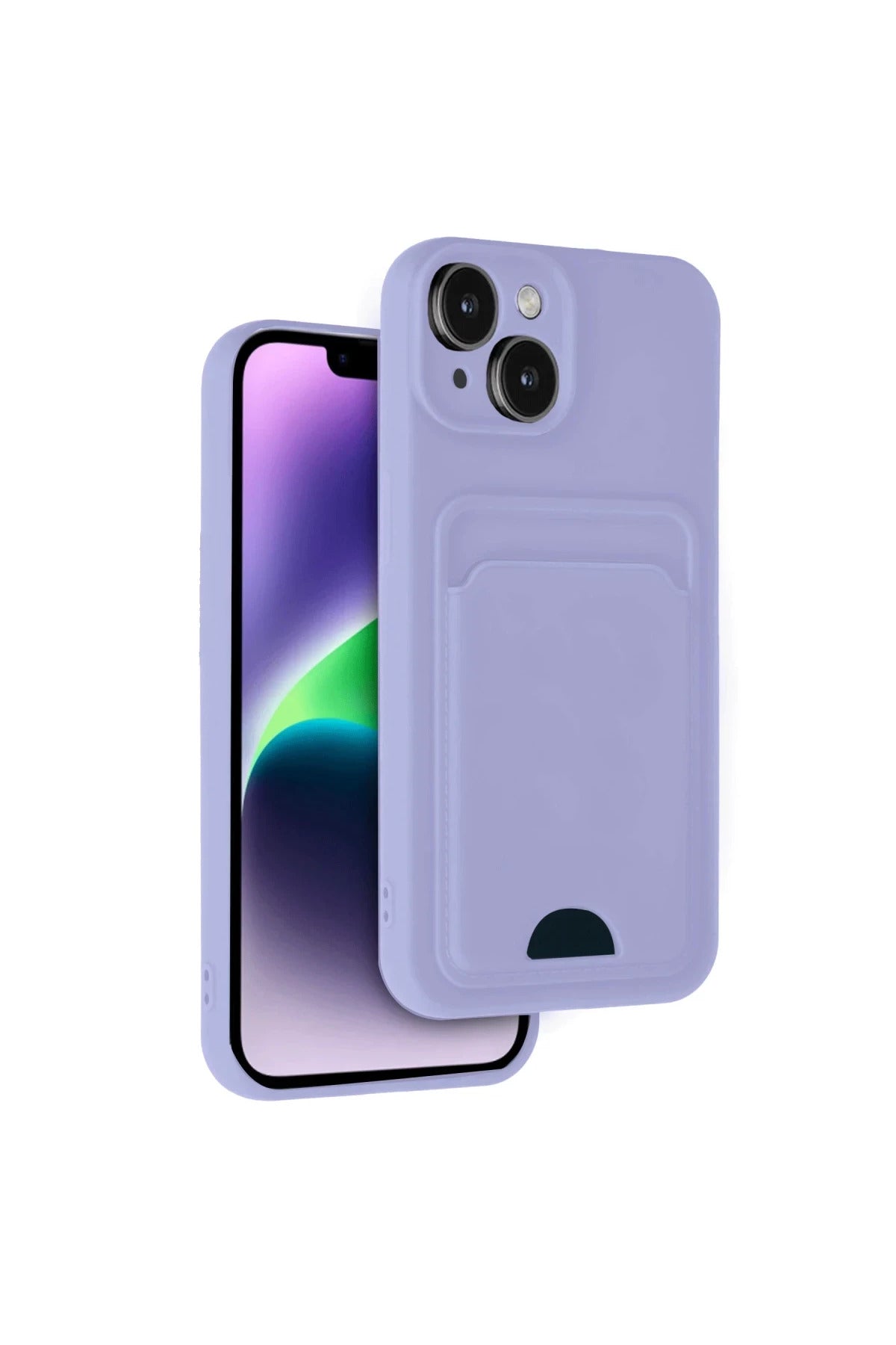 Apple iPhone 14 Uyumlu Kılıf Kelvin Kartvizitli Silikon - Lila