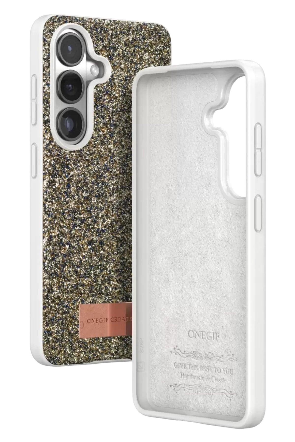 Onegif Samsung Galaxy S26 Plus Uyumlu Bright Simli Kapak - Gold