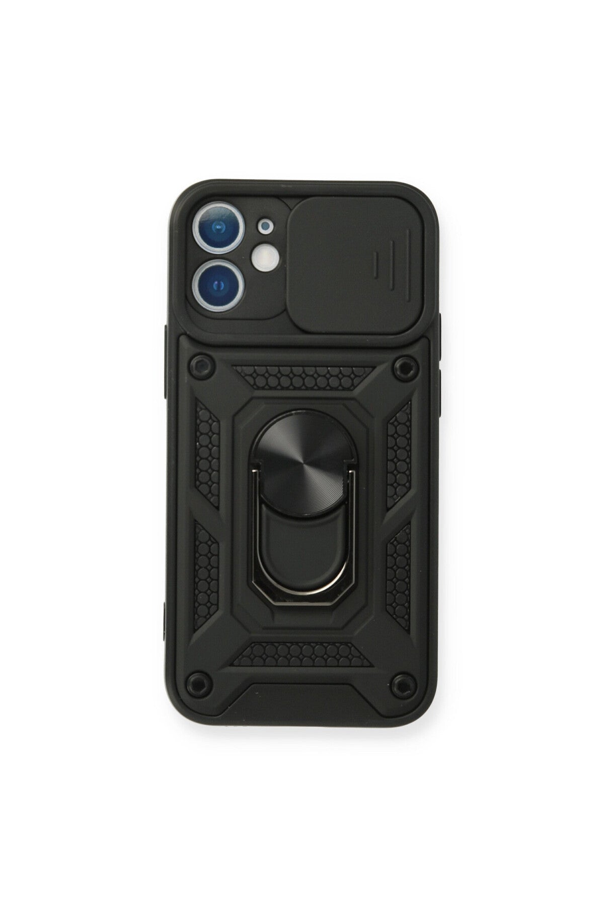 Apple iPhone 12 Mini Uyumlu Kılıf Pars Lens Yüzüklü Silikon - Siyah