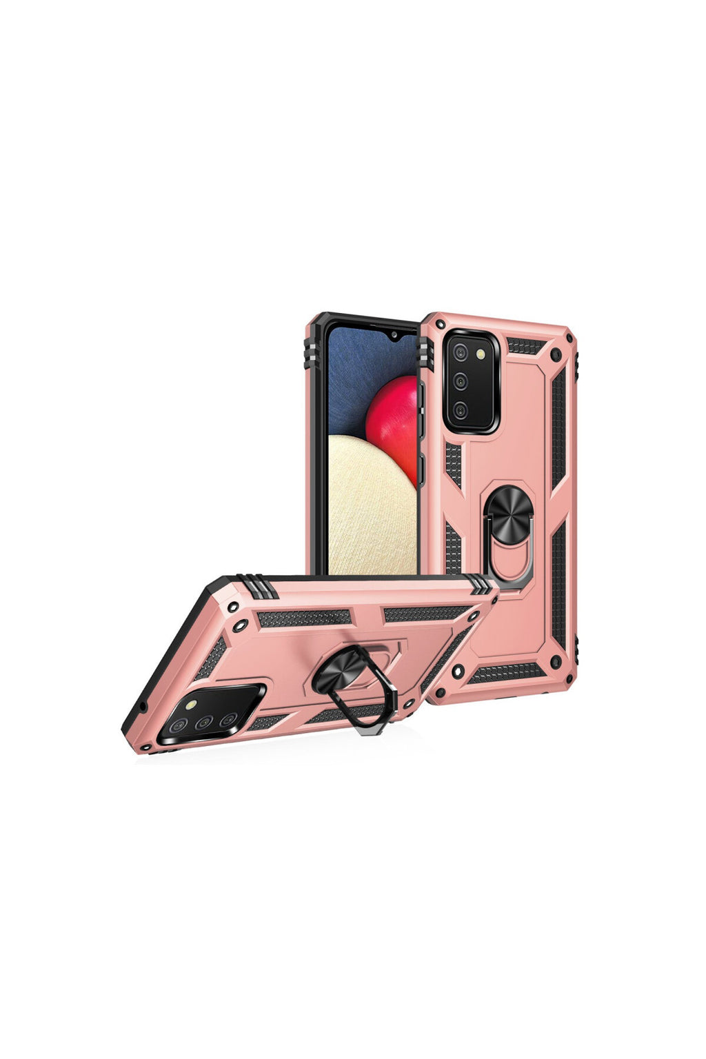 Samsung Galaxy A03S Uyumlu Kılıf Sofya Yüzüklü Silikon Kapak - Rose