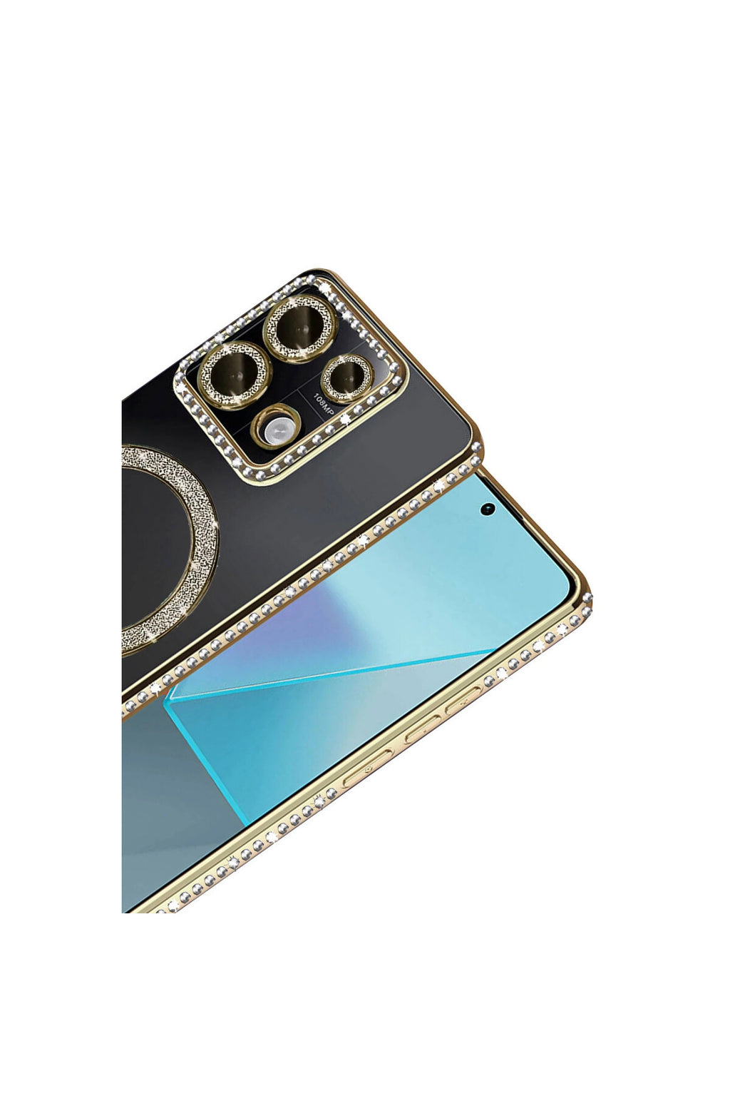 Xiaomi Redmi 13C Uyumlu Joke Simli Magneticsafe Kılıf - Gold