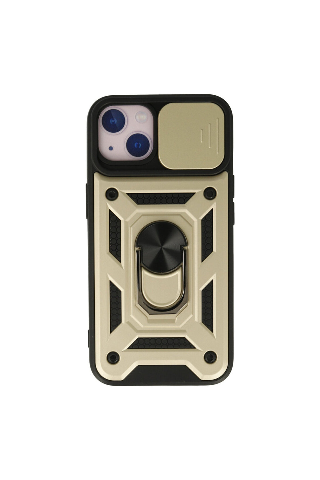 Apple iPhone 15 Uyumlu Kılıf Pars Lens Yüzüklü Silikon - Gold