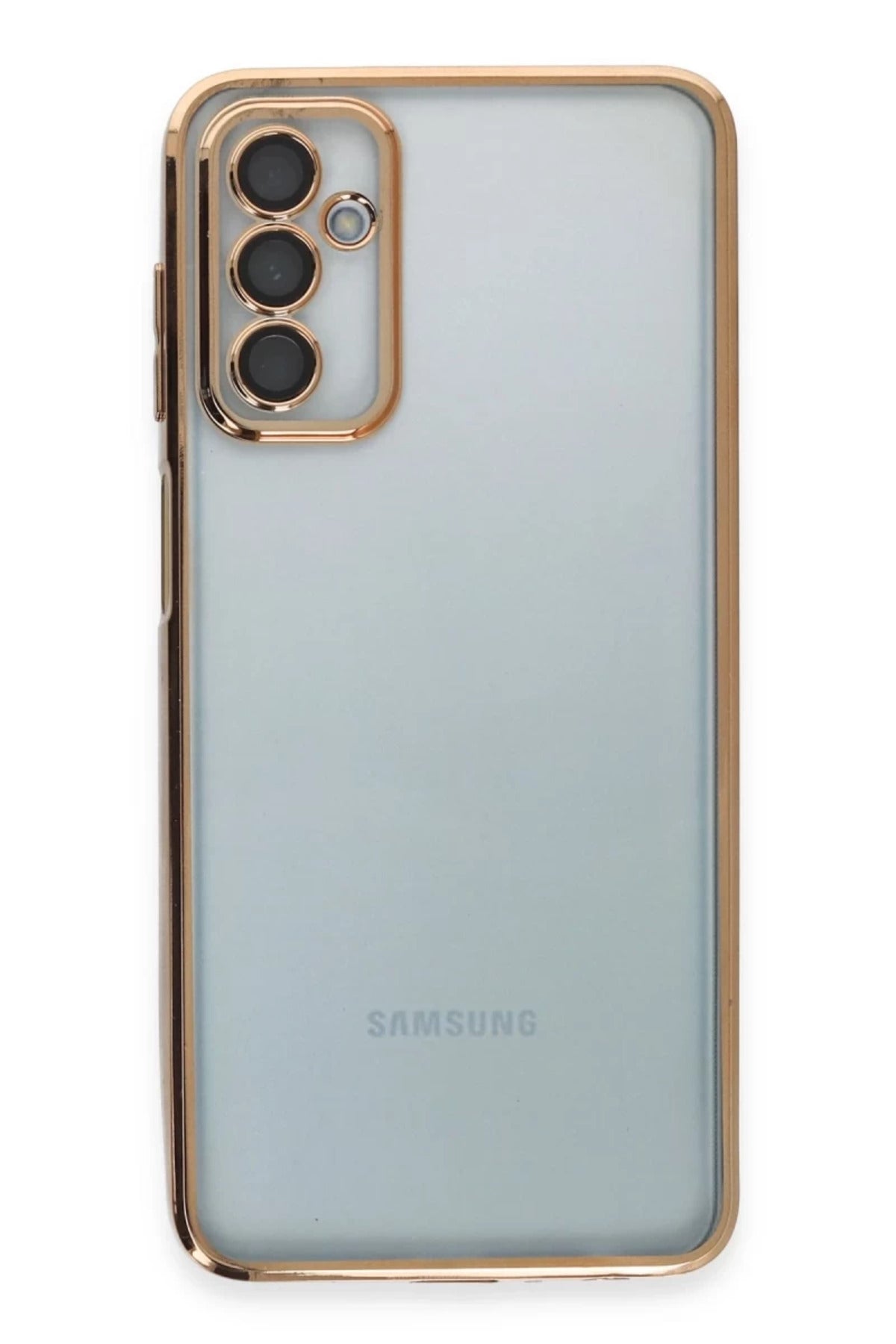 Samsung Galaxy M23 Uyumlu Kılıf Lensli Silikon - Gold