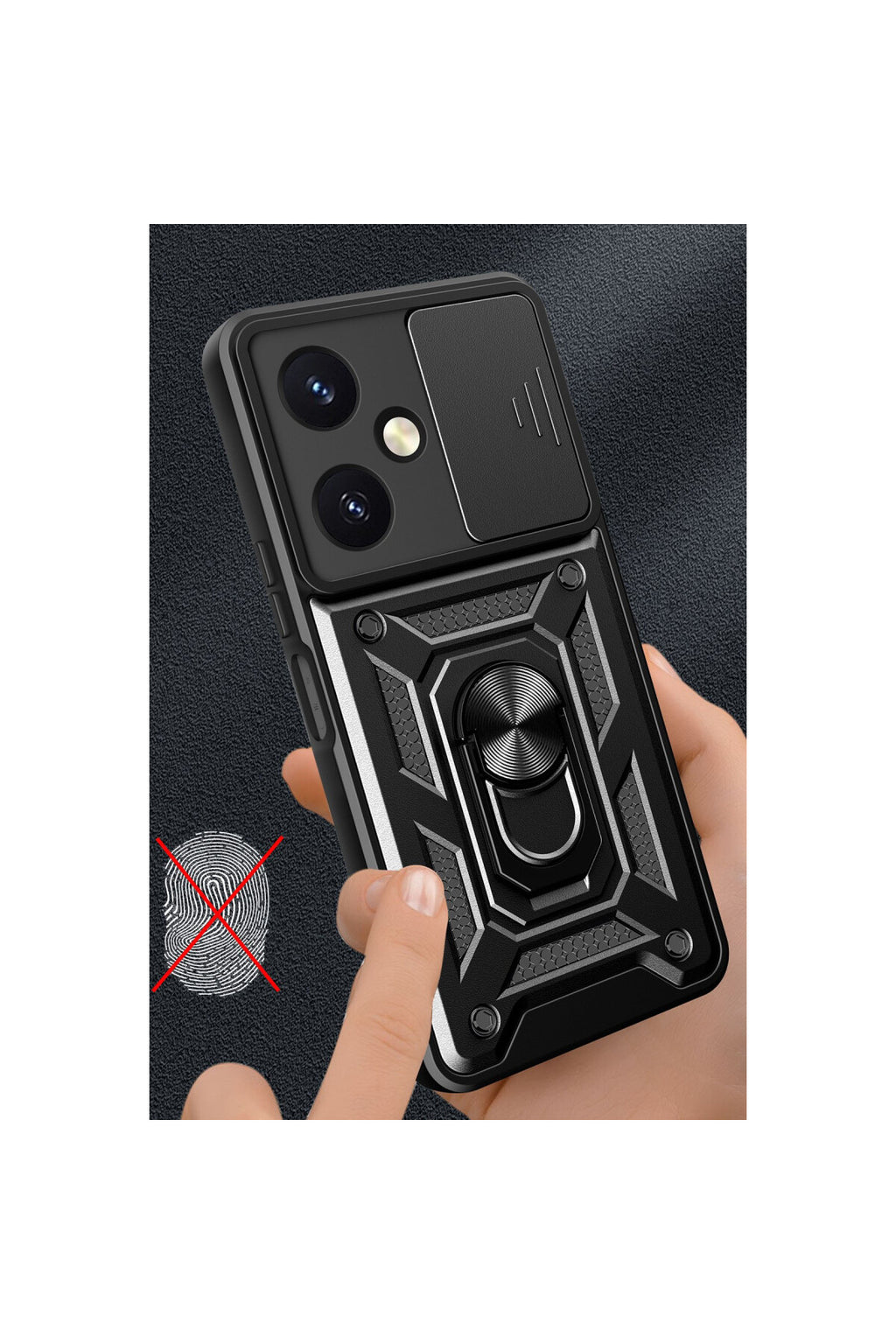 Vivo Y27 Uyumlu Kılıf Pars Lens Yüzüklü Silikon - Siyah