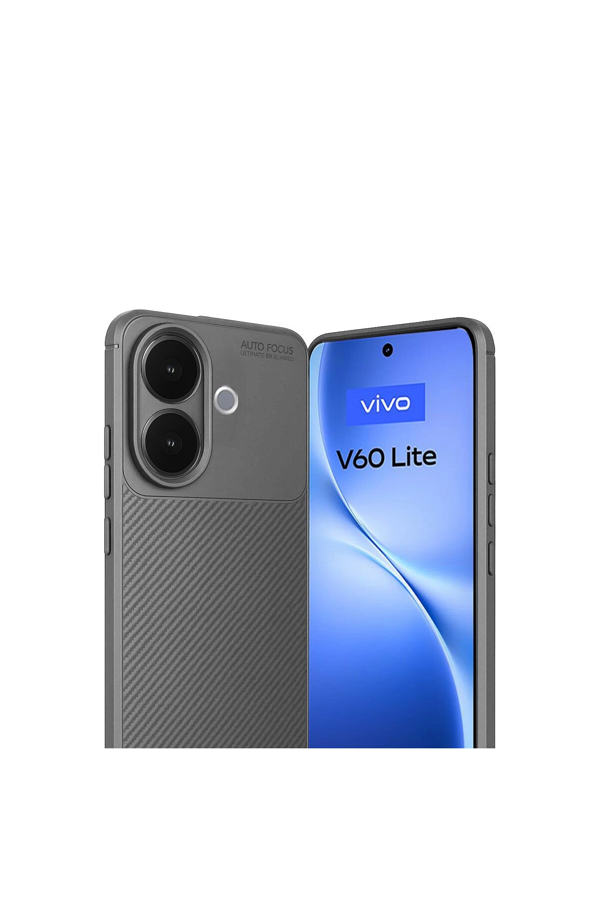 Vivo V60 Lite Uyumlu Auto Focus Karbon Kapak - Gri