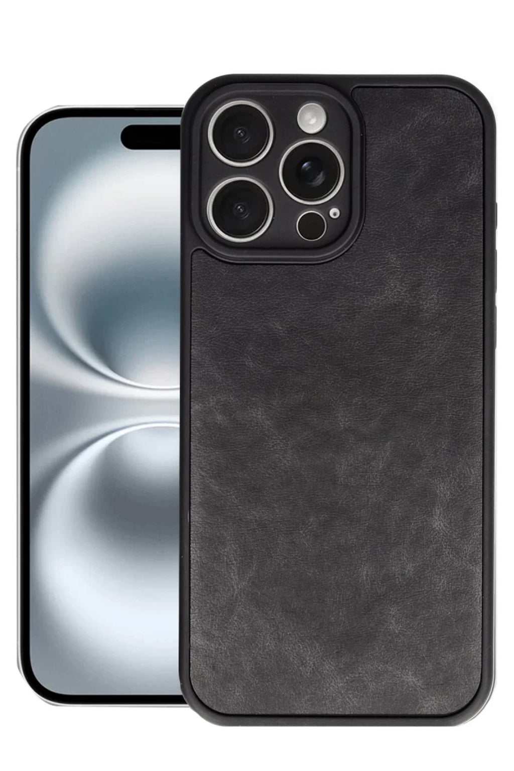 Apple iPhone 16 Pro Max Uyumlu Kılıf Aras Deri Kapak - Siyah