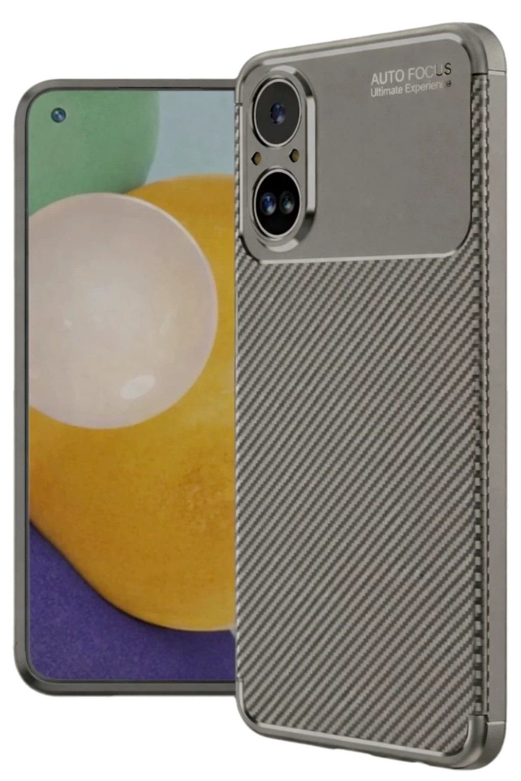 Realme 12 Lite Uyumlu Kılıf Auto Focus Karbon Kapak - Gri