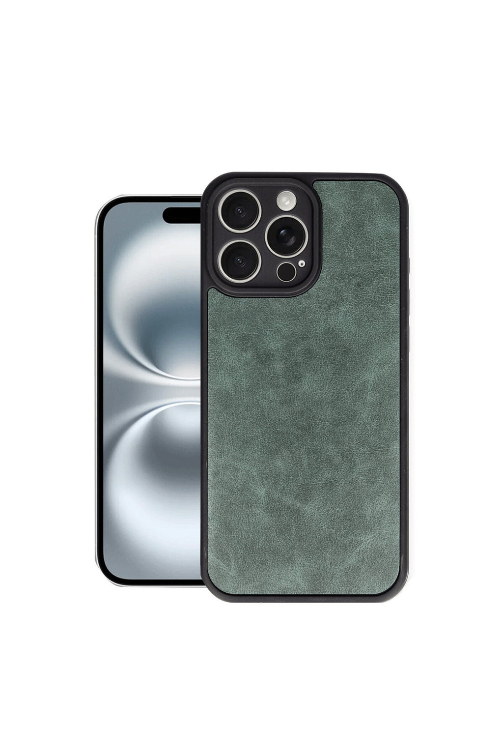 Apple iPhone 16 Pro Max Uyumlu Kılıf Aras Deri Kapak - Koyu Yeşil