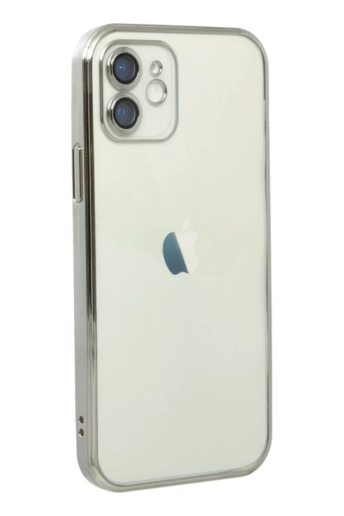 Apple iPhone 12 Uyumlu Kılıf Lensli Silikon - Gümüş