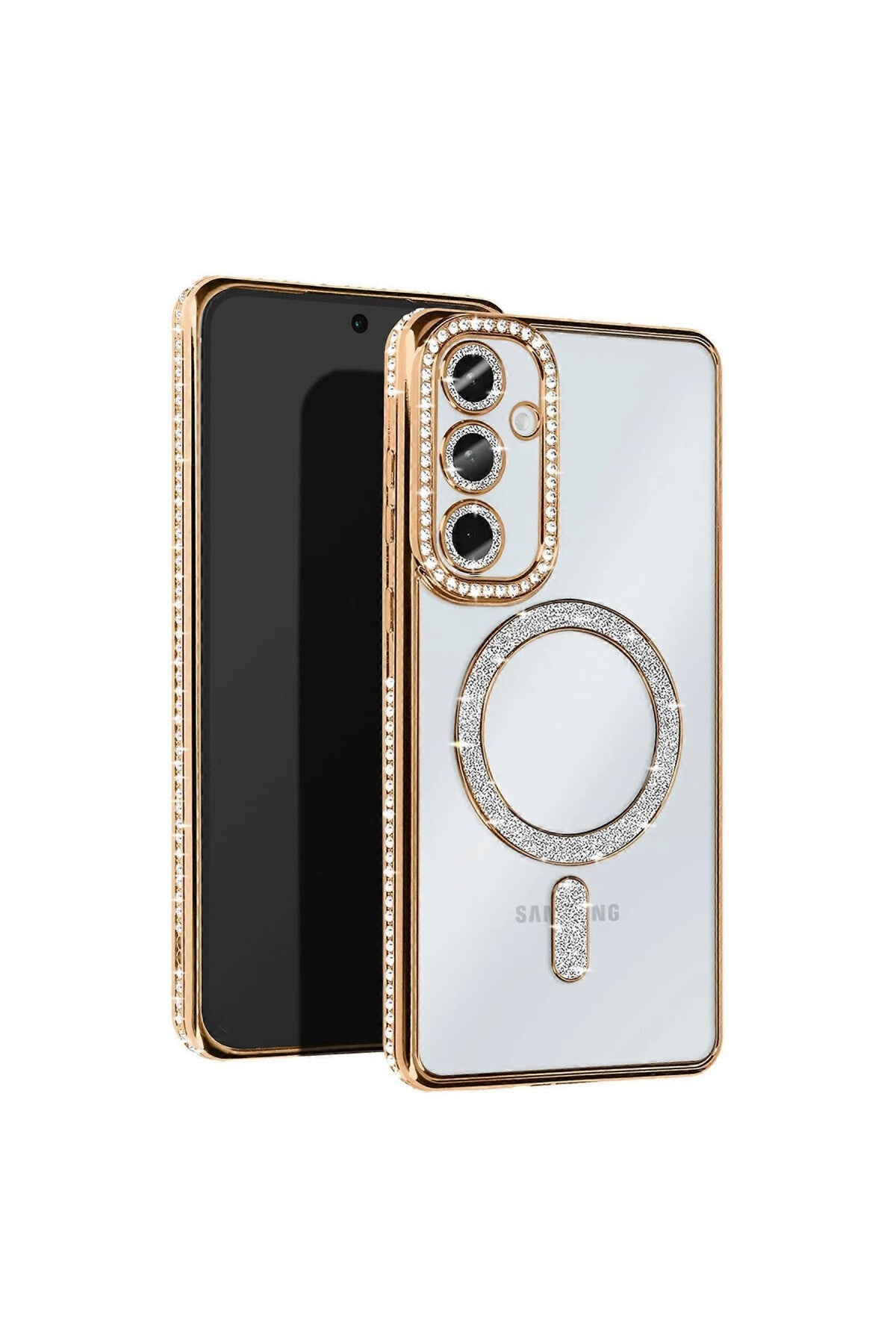 Samsung Galaxy S25 Uyumlu Edge Joke Simli Magneticsafe Kılıf - Gold