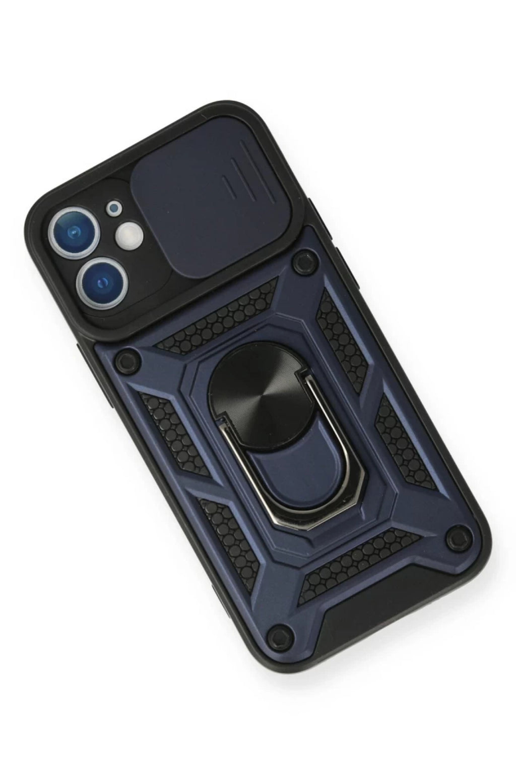 Apple iPhone 12 Mini Uyumlu Kılıf Pars Lens Yüzüklü Silikon - Lacivert