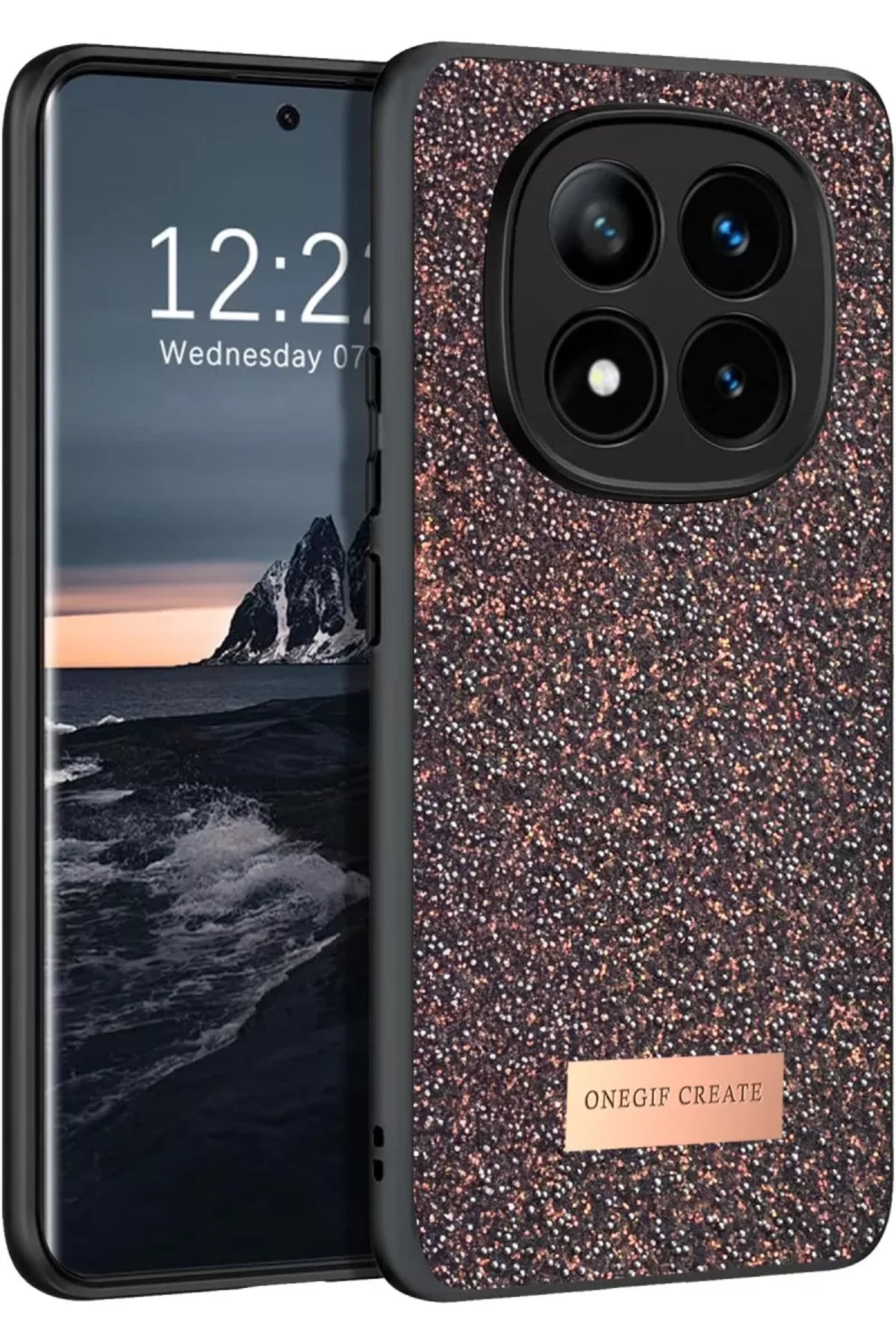 Onegif Xiaomi Redmi Note 14 Pro 4G Uyumlu Bright Simli Kapak - Derin Mor