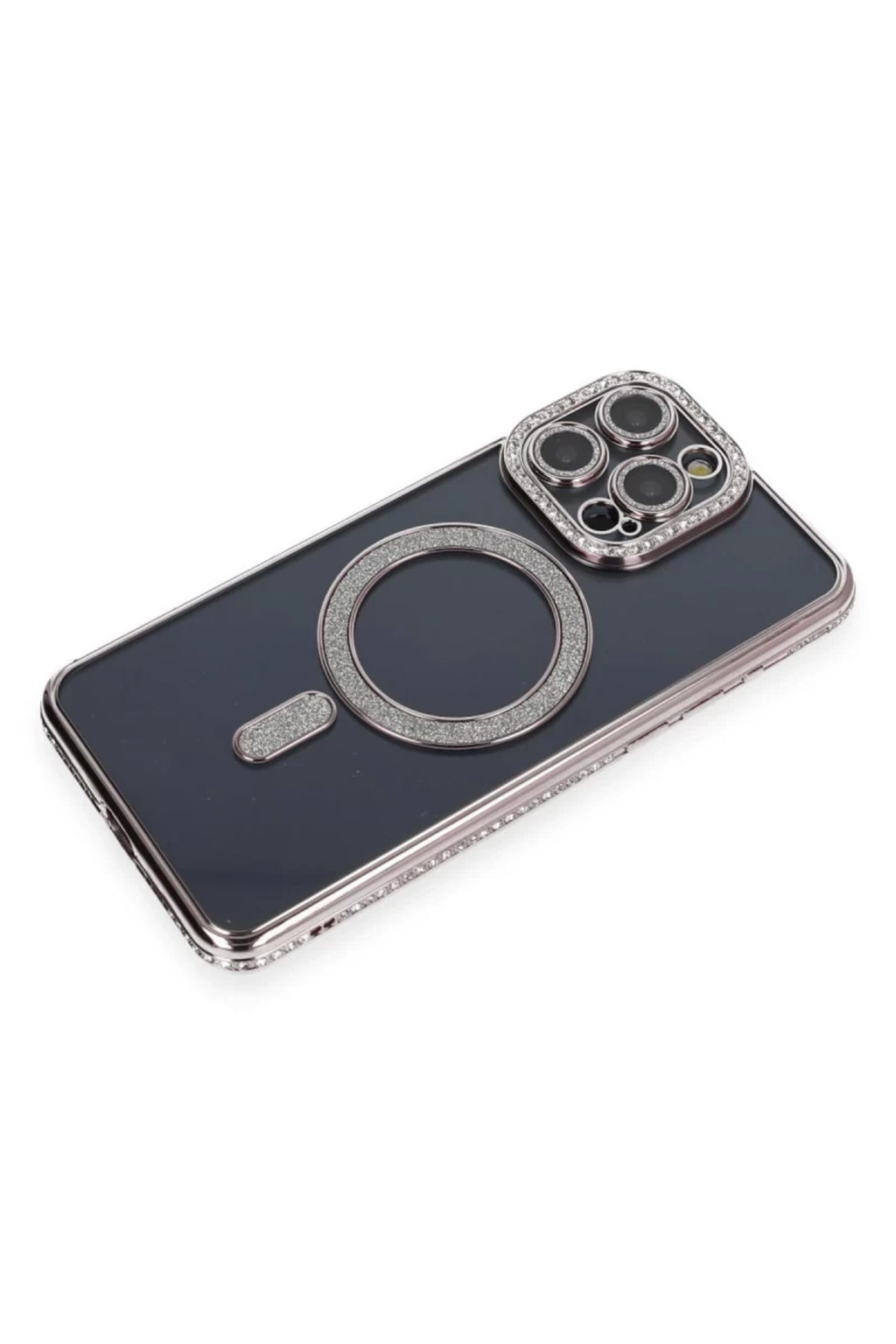 Apple iPhone 14 Pro Uyumlu Kılıf Joke Simli Magneticsafe Kılıf - Gri