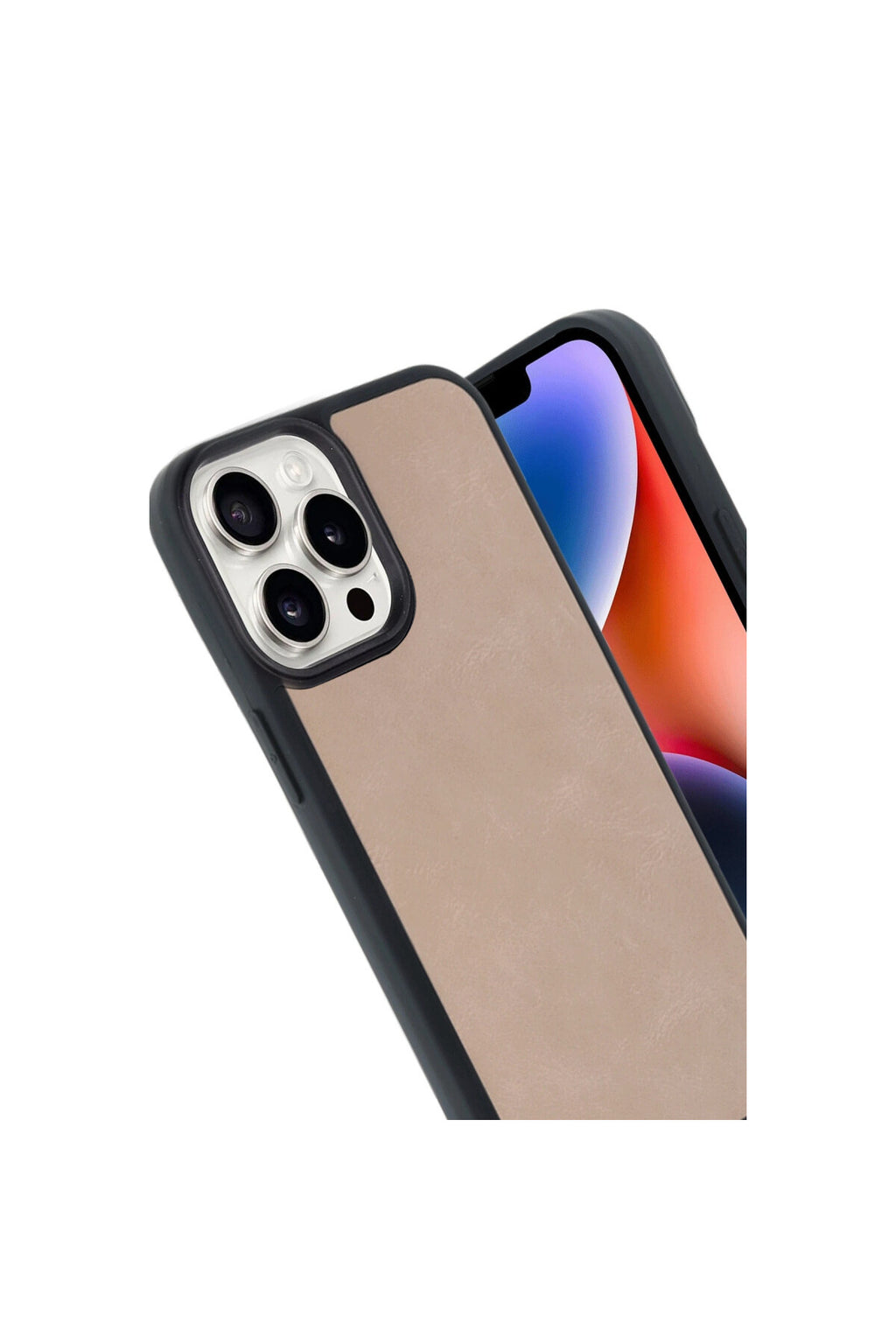 Apple iPhone 14 Pro Max Uyumlu Kılıf Aras Deri Kapak - Pudra