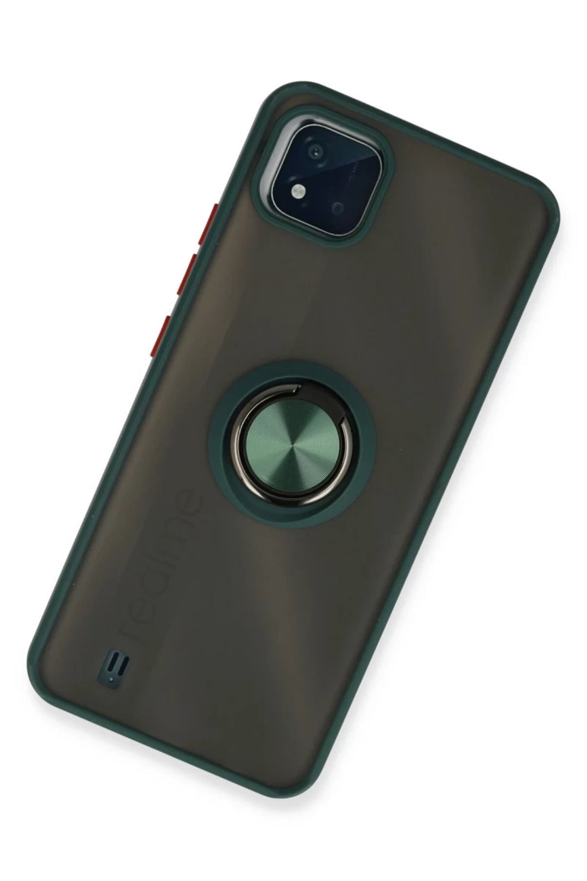 Realme C11 2021 Uyumlu Kılıf Montreal Yüzüklü Silikon Kapak - Yeşil