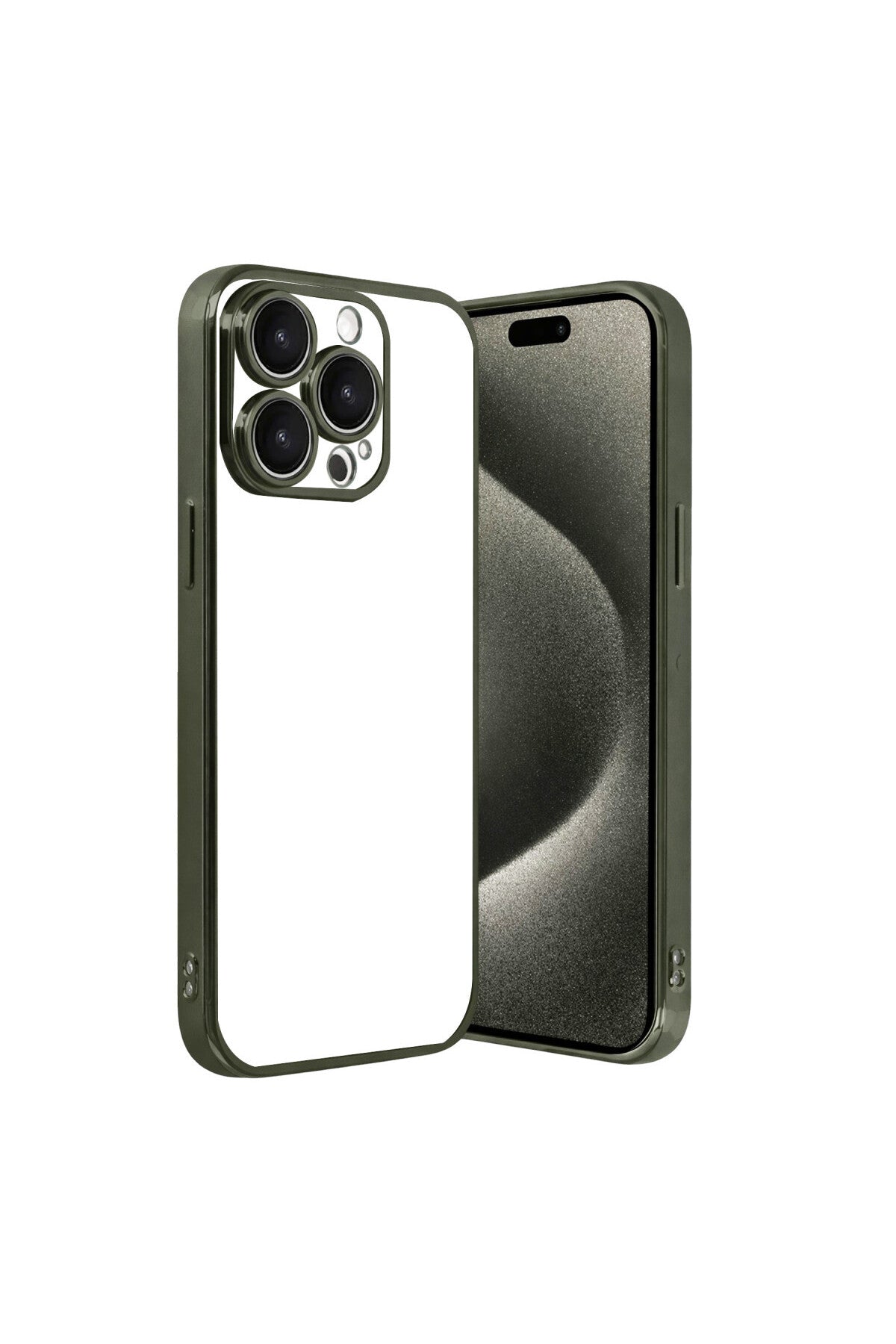 Apple iPhone 15 Pro Max Uyumlu Lensli Silikon - Yeşil